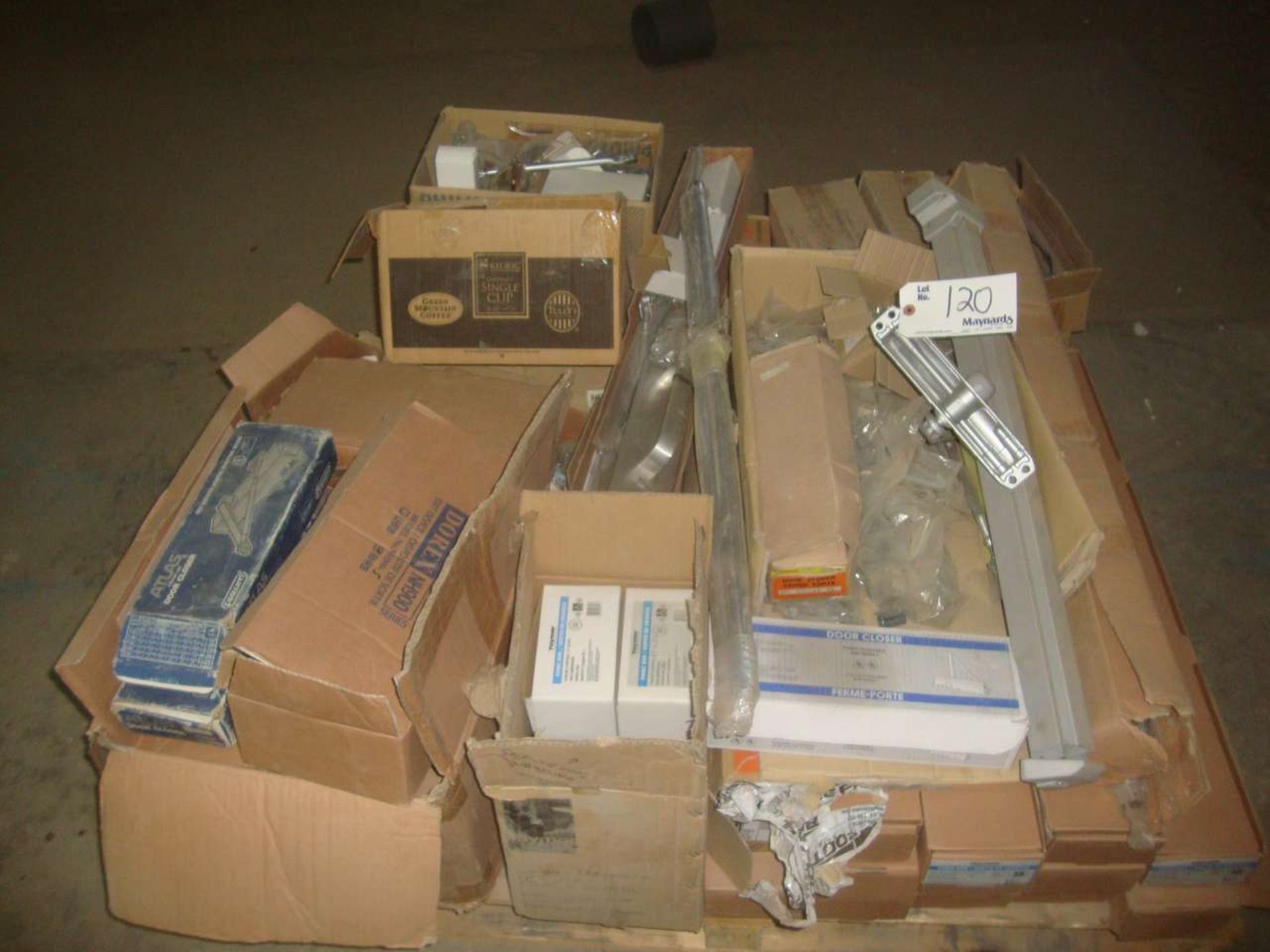 Pallet of New Door Parts, Panic Bars, Closers