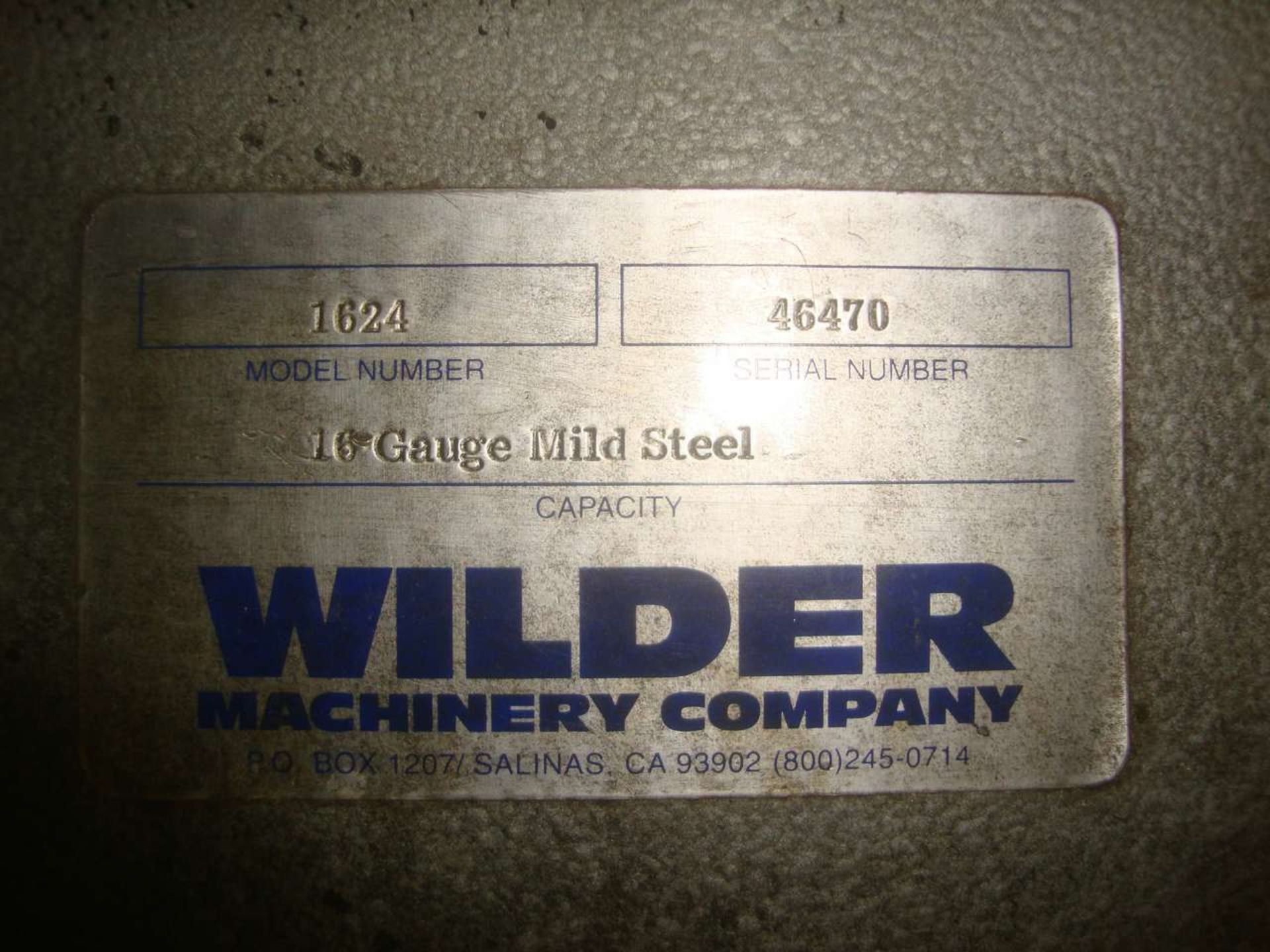 Wilder 1624 Workhorse, 24" Cap, 16 Gauge Slitter - Image 2 of 2