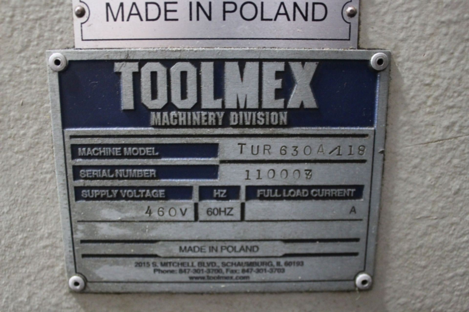 25” x 120” Toolmex TUR-630A Engine Lathe, 4.1” spindle bore - Image 7 of 7