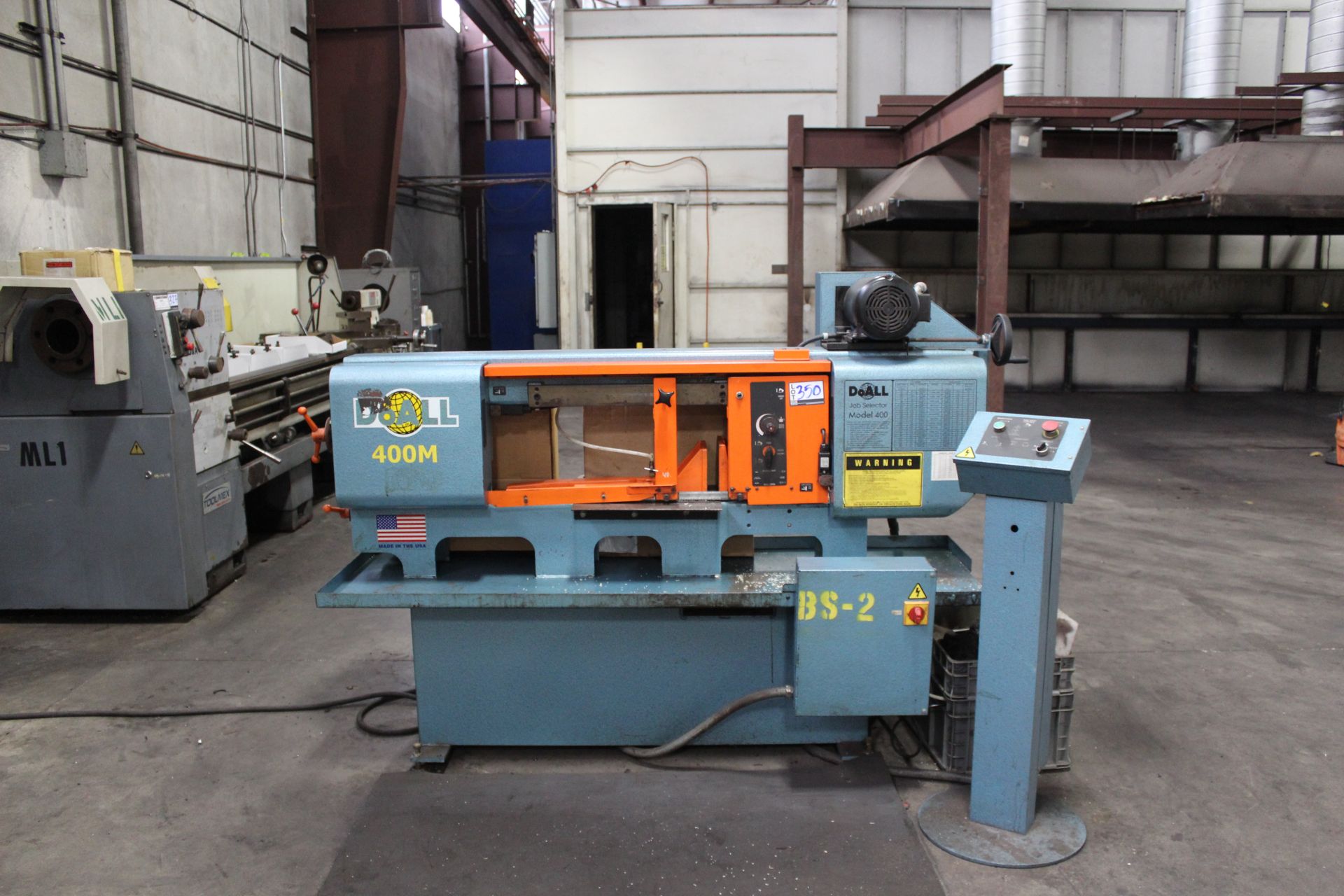 DoAll 400M Horizontal Band Saw, 9” x 16” capacity, infeed table, s/n 596-14485, New 2014