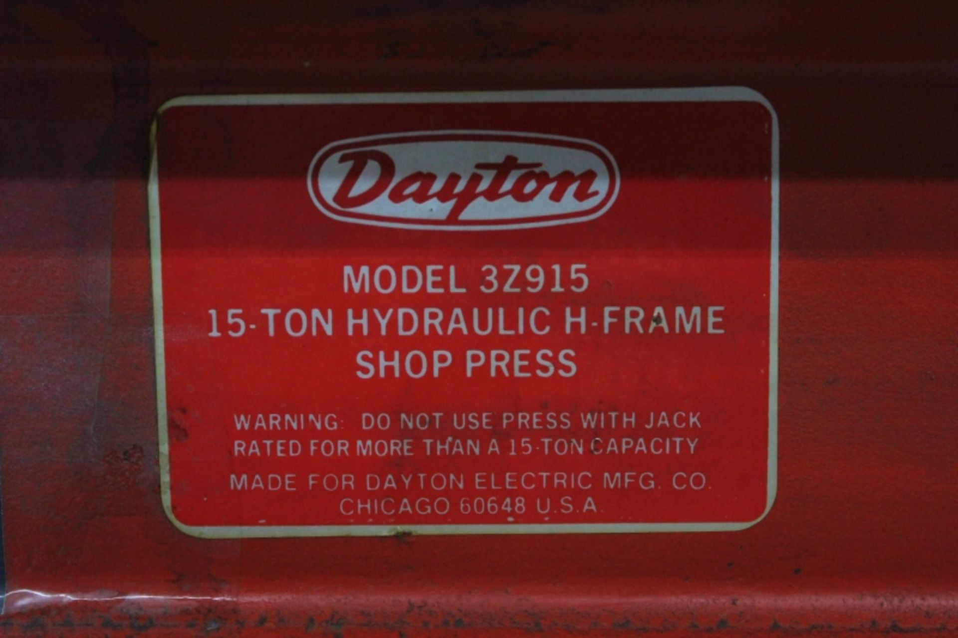 Dayton 3Z915 15 Ton Hydraulic H- Frame Press - Image 4 of 4