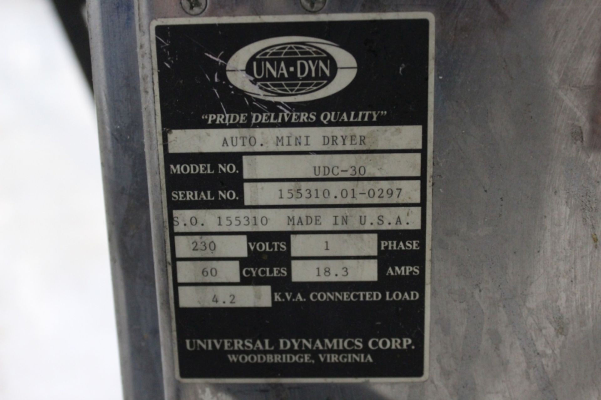 UNA-DYN 75# Modular Hopper & UDC-30 Auto Mini Dryer - Image 5 of 5