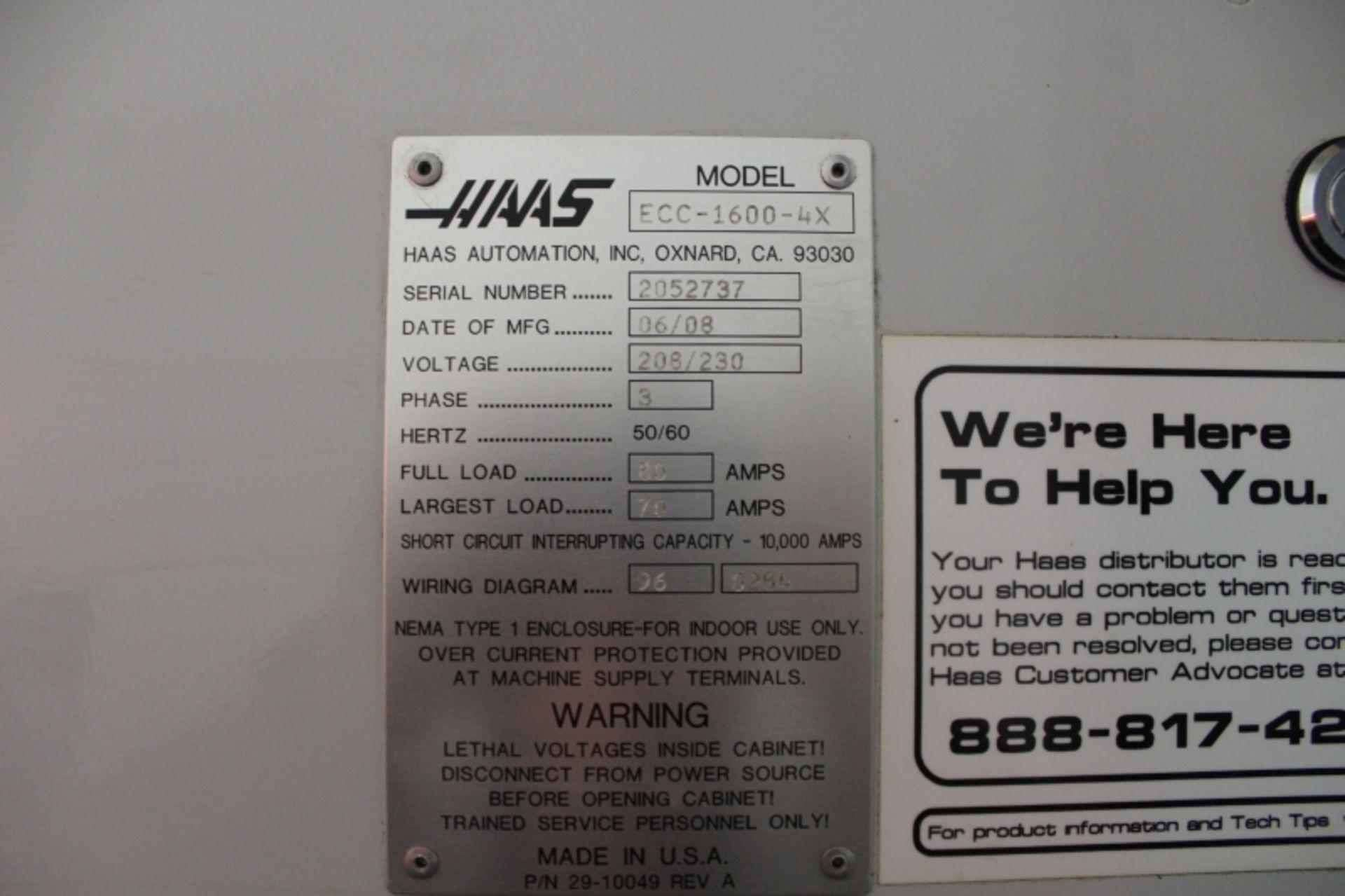 Haas EC-1600-4X, 5-Axis, 64” x 50” x 32” trvls, 7500 RPM, CT50, 30 ATC, CTS, S/N 2052737, New - Image 13 of 13