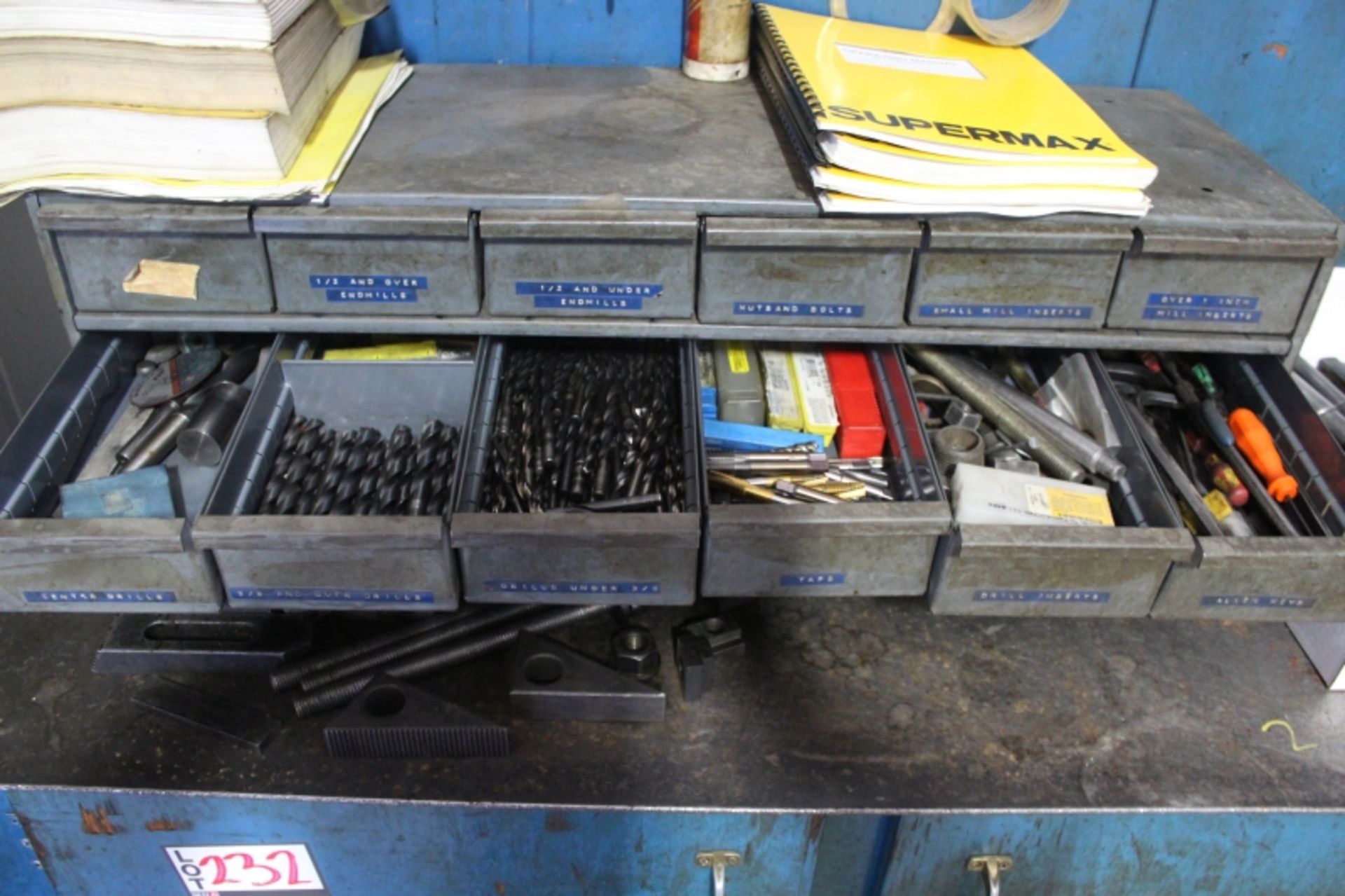 Work Bench with Content, Assorted Drills, Taps, Sleeves Magnets, & Hardware - Image 4 of 7