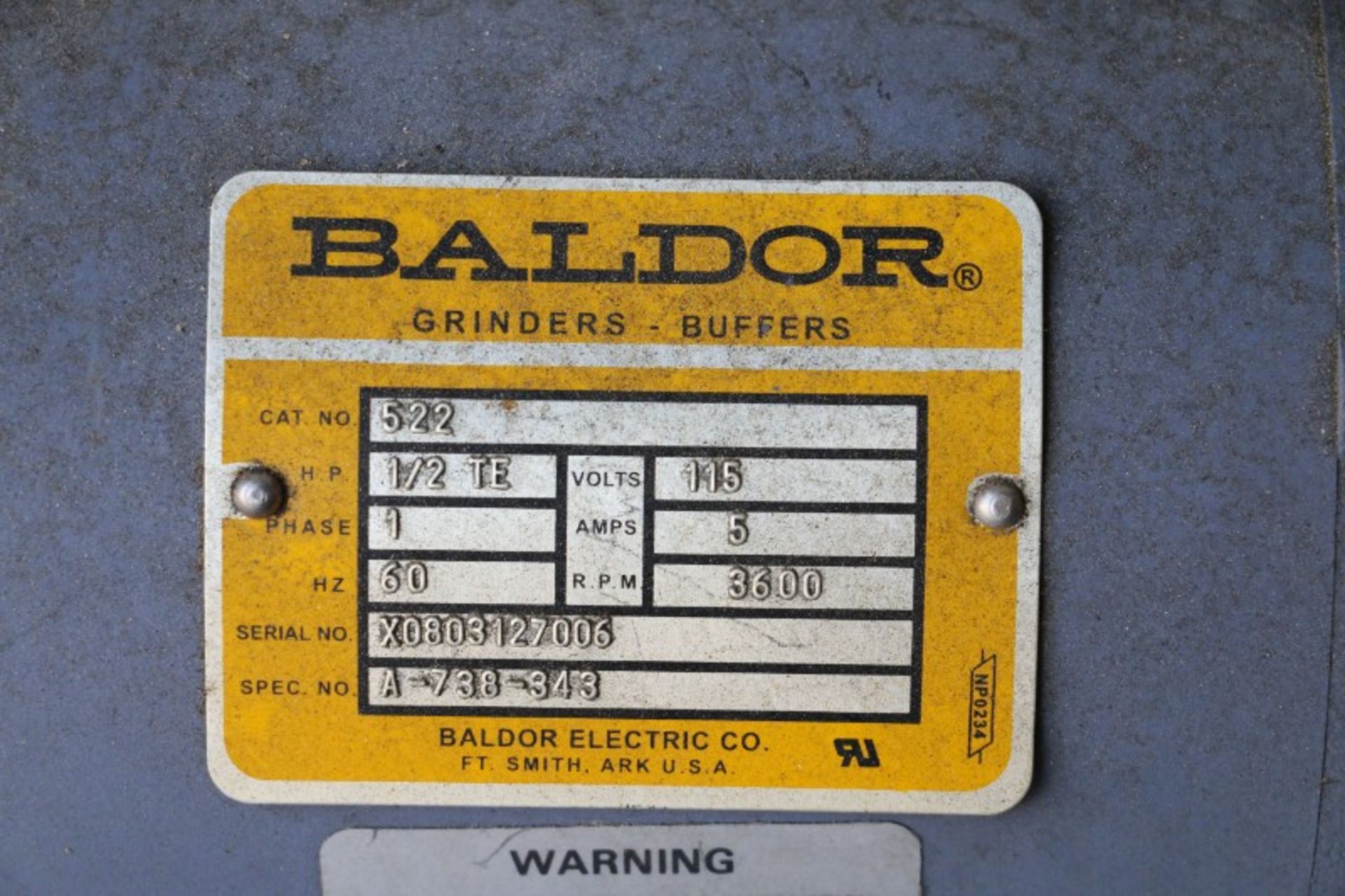 Baldor Grinder Buffer, S/N A-738-343 - Image 5 of 5