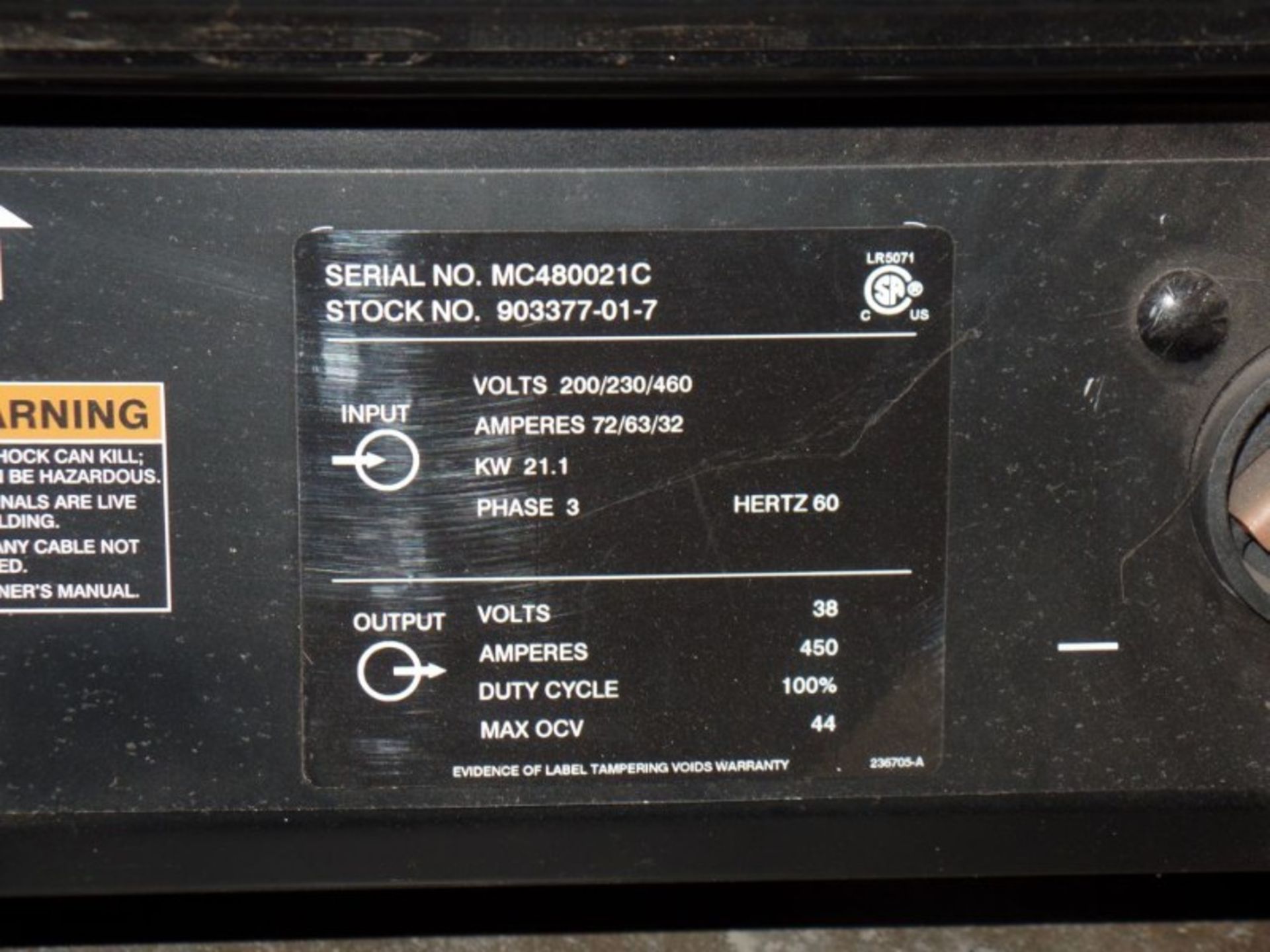 Miller Deltaweld 452 MIG Welder, wire feede, s/n MC480021C - Image 2 of 6