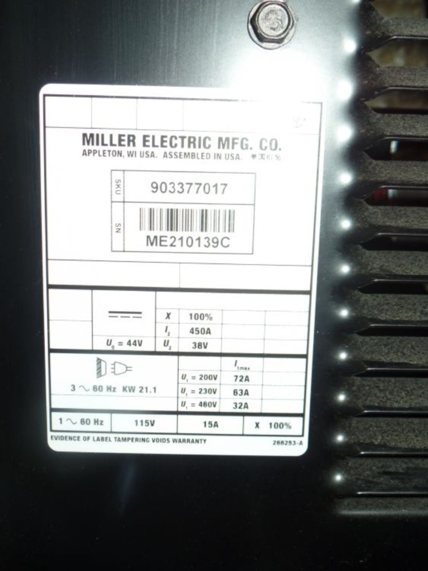 Miller Deltaweld 452 MIG Welder, wire feeder, s/n ME210139C - Image 5 of 5