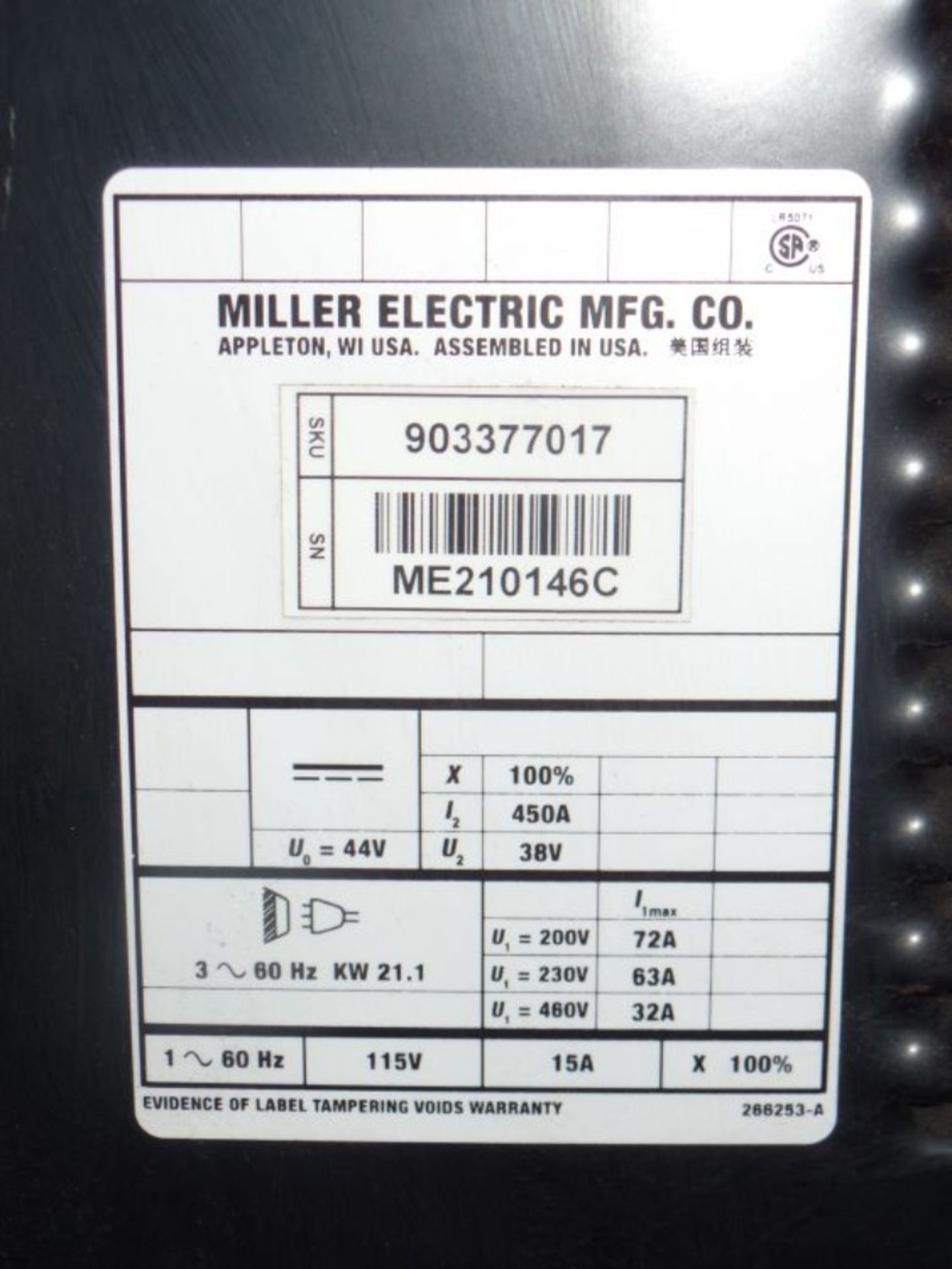 Miller Deltaweld 452 MIG Welder, wire feeder, s/n ME210146C - Image 5 of 5