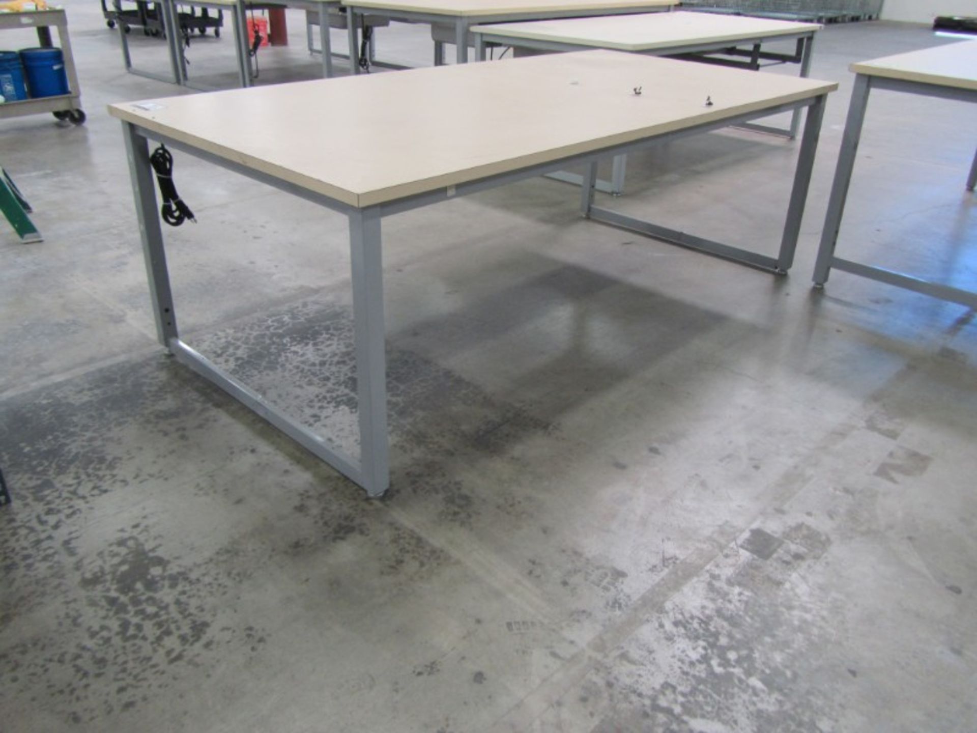 Worktable, 4' x 8' , steel base, with power strip - Image 2 of 3