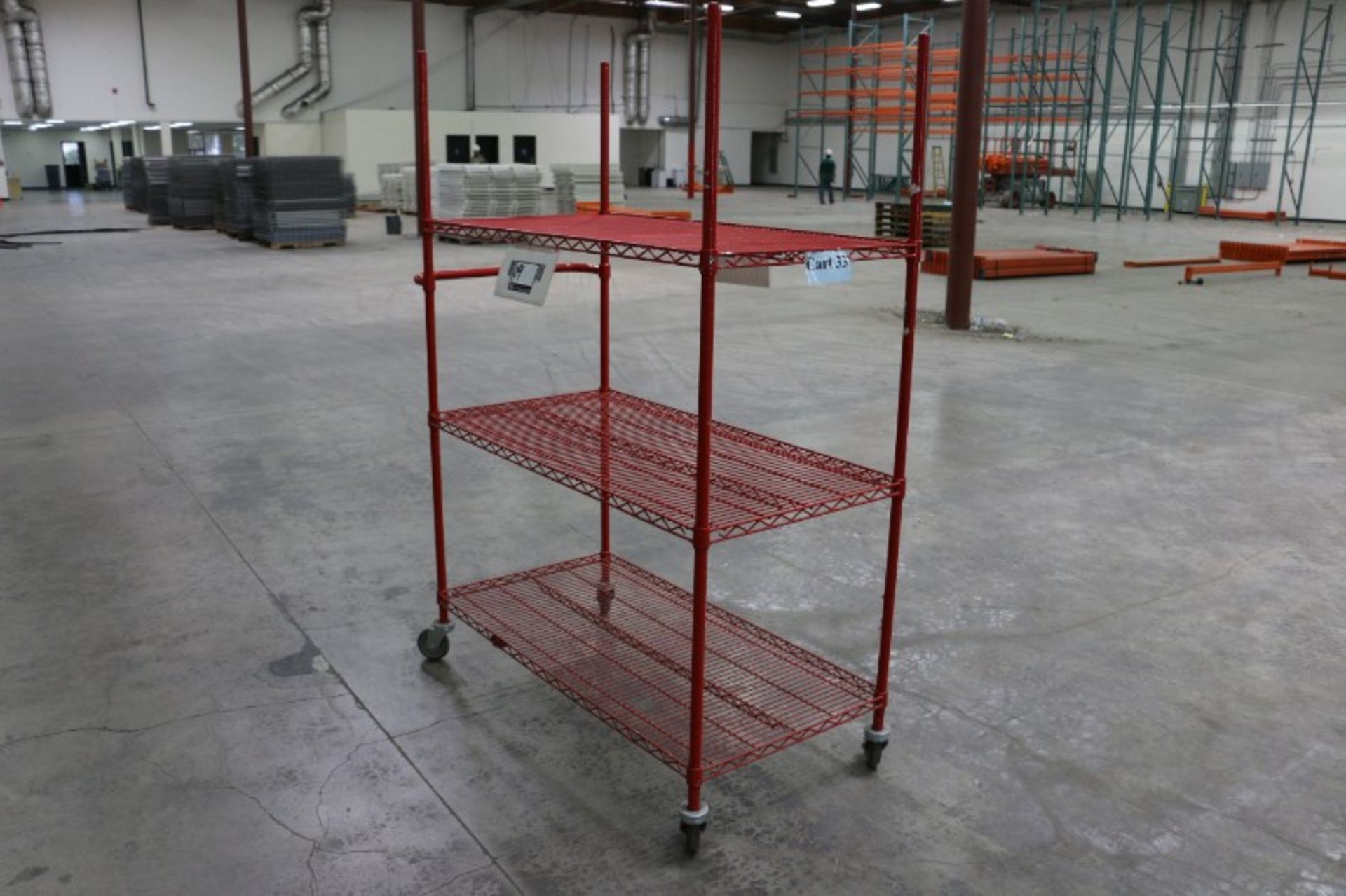 Wire shelving, red, rolling - Image 3 of 3
