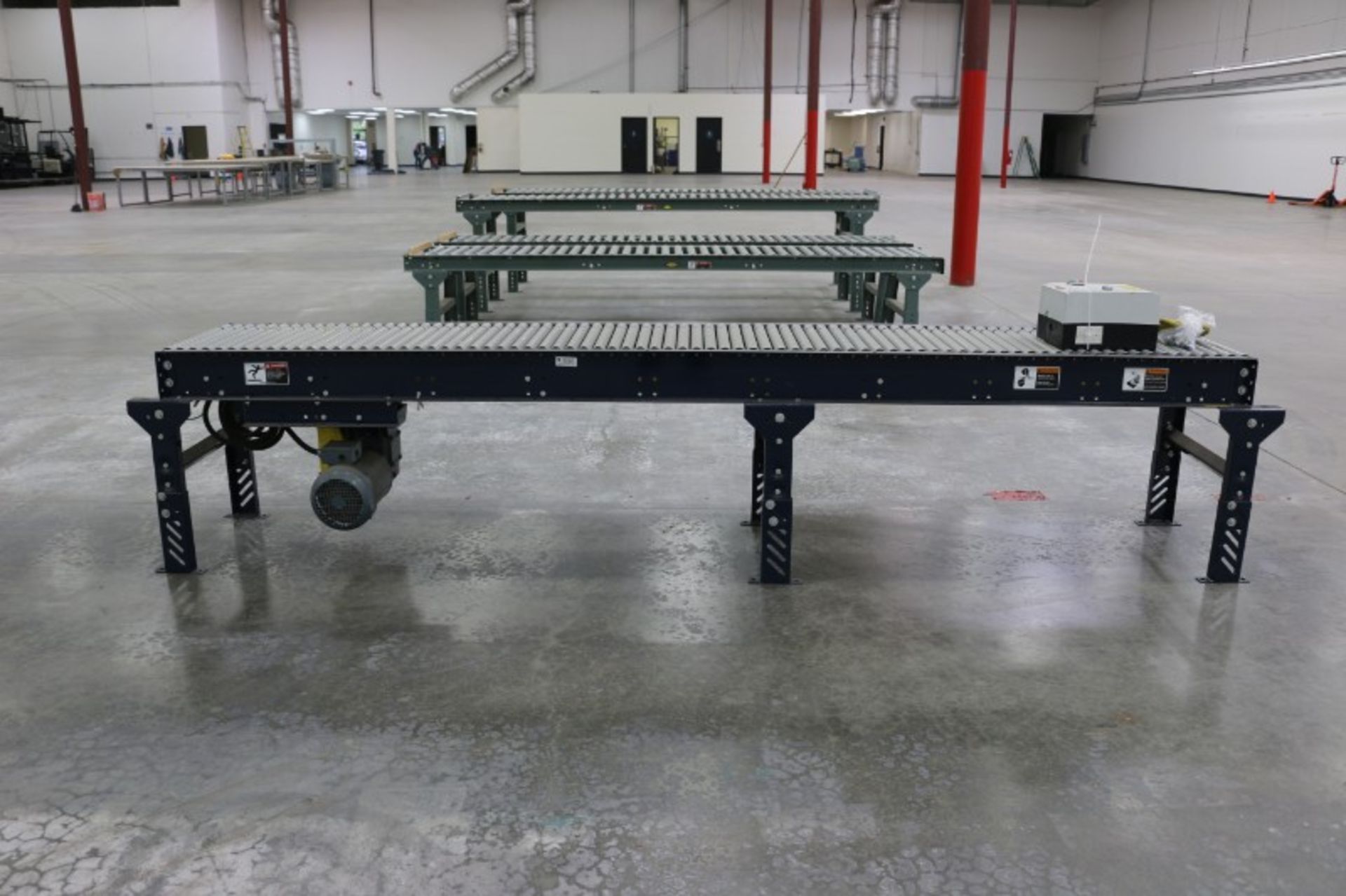 (3) Powered Roller Conveyer, 120"L x 20"W, 1 speed control, each with electric motor - Image 2 of 6