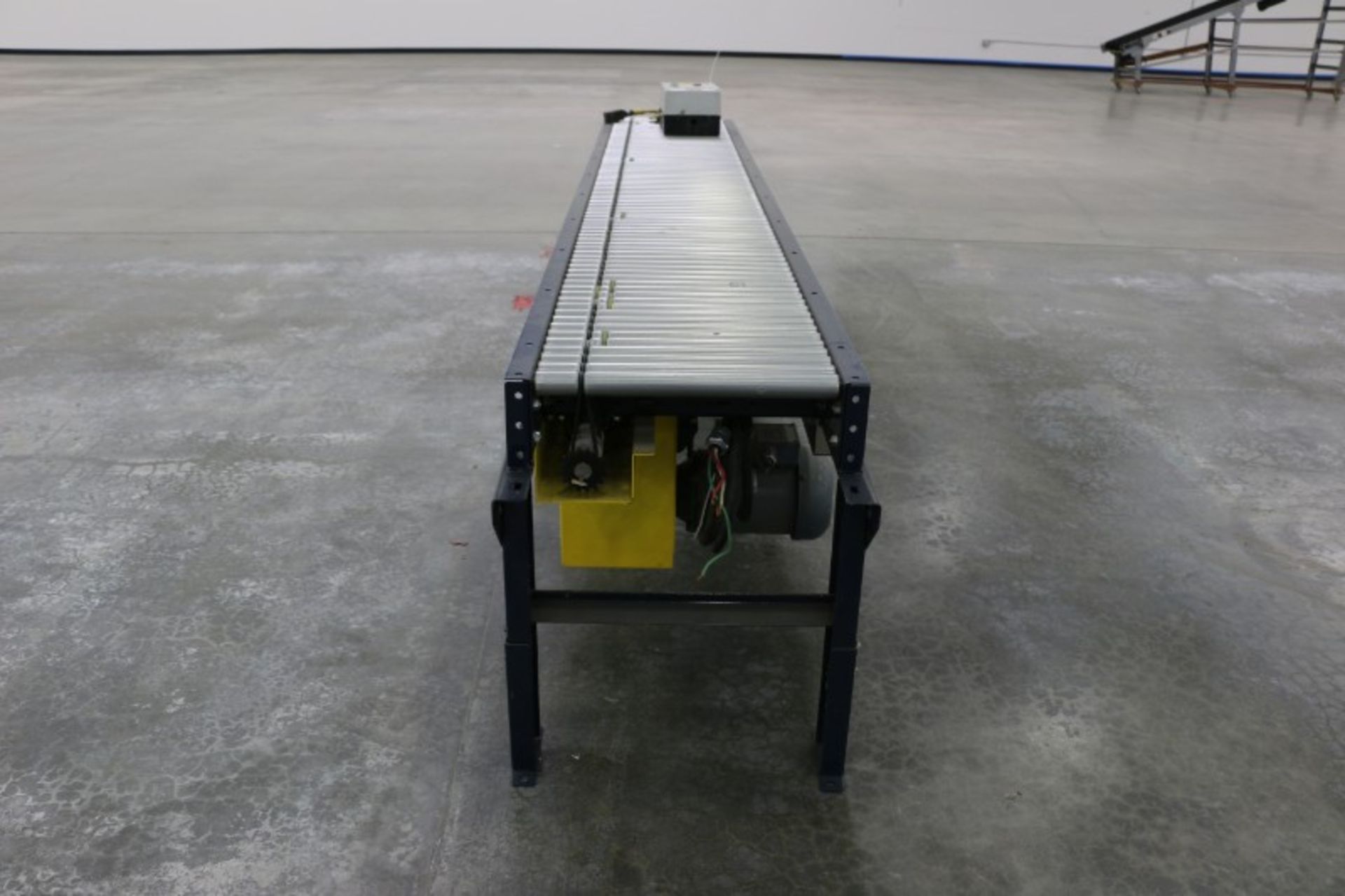(3) Powered Roller Conveyer, 120"L x 20"W, 1 speed control, each with electric motor
