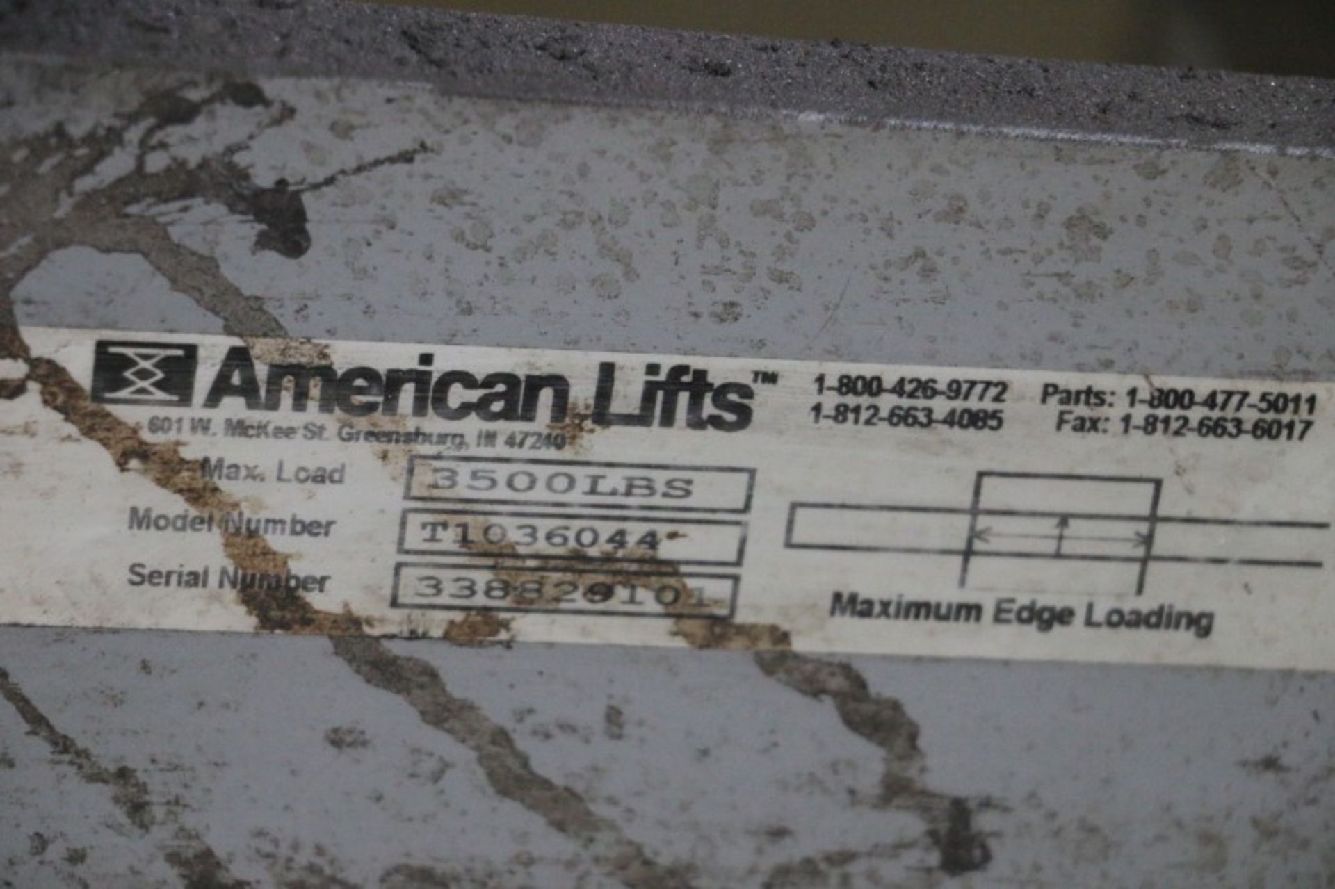 American Lifts T1036044 3,500lb Cap Scissor Lift Table S/N 338820101 - Image 4 of 4