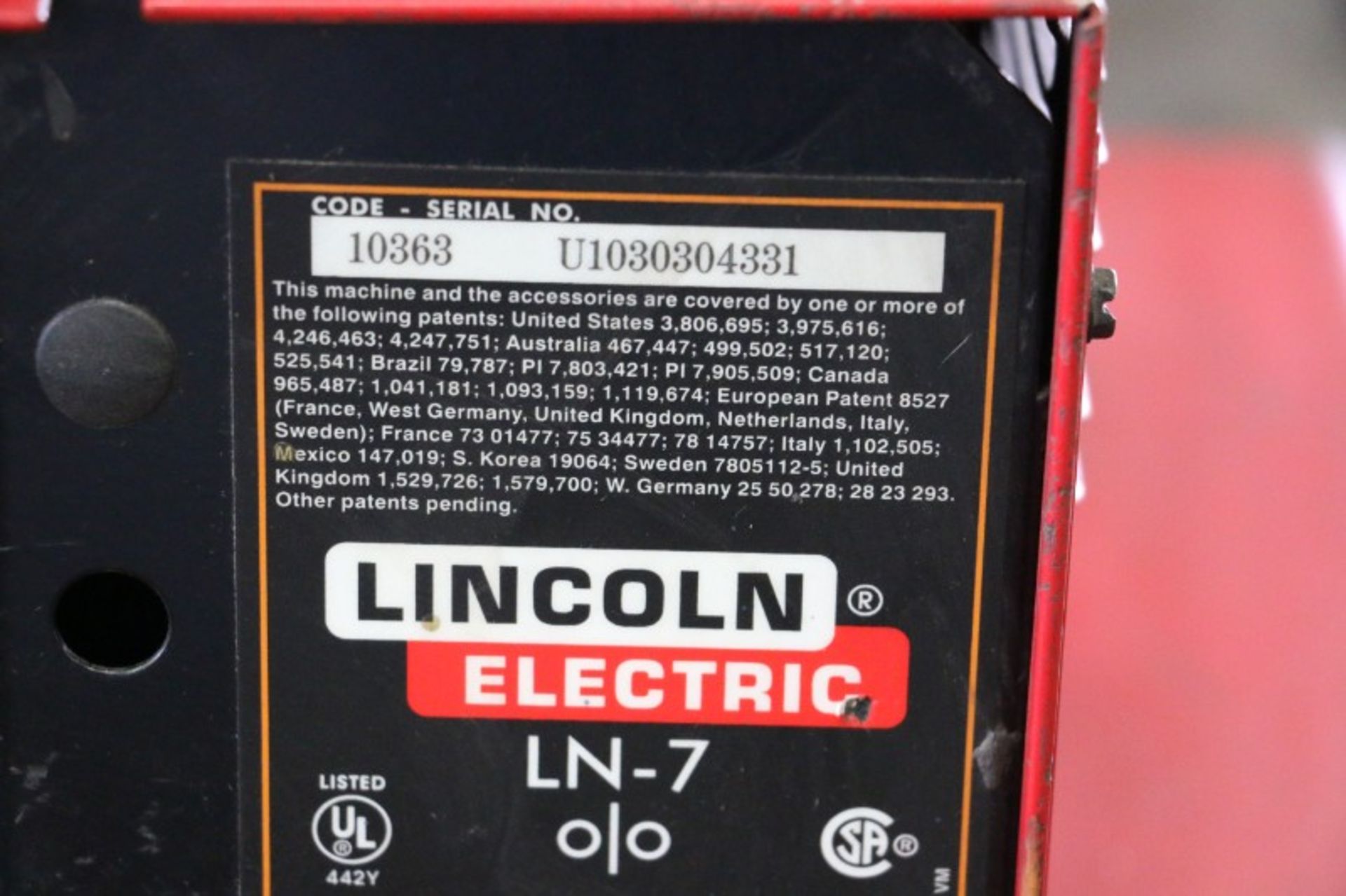 Lincoln Electric Idealarc CV-300 Arc Welder S/N U1951105213 with Lincoln Electric LN-7 Wire Feeder - Image 5 of 5