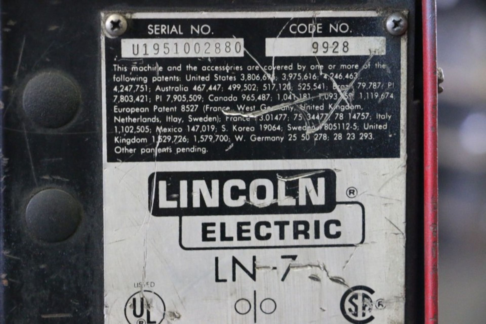 Lincoln Electric Idealarc CV-300 Arc Welder S/N U1940817878 with Lincoln Electric LN-7 Wire Feeder - Image 5 of 5