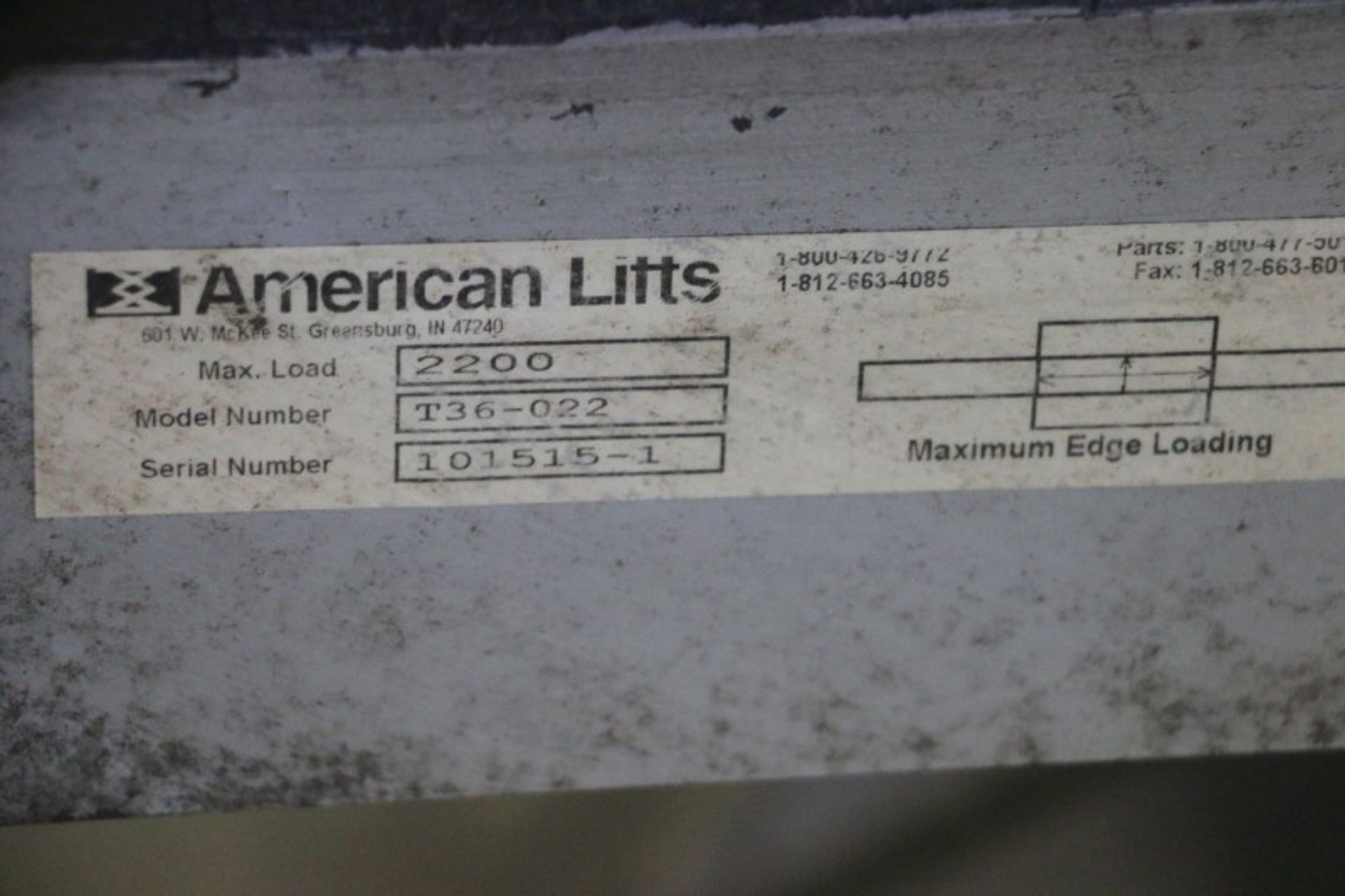 American Lifts T36-022 2,200lb Cap Scissor Lift Table S/N 101515-1 - Image 4 of 4