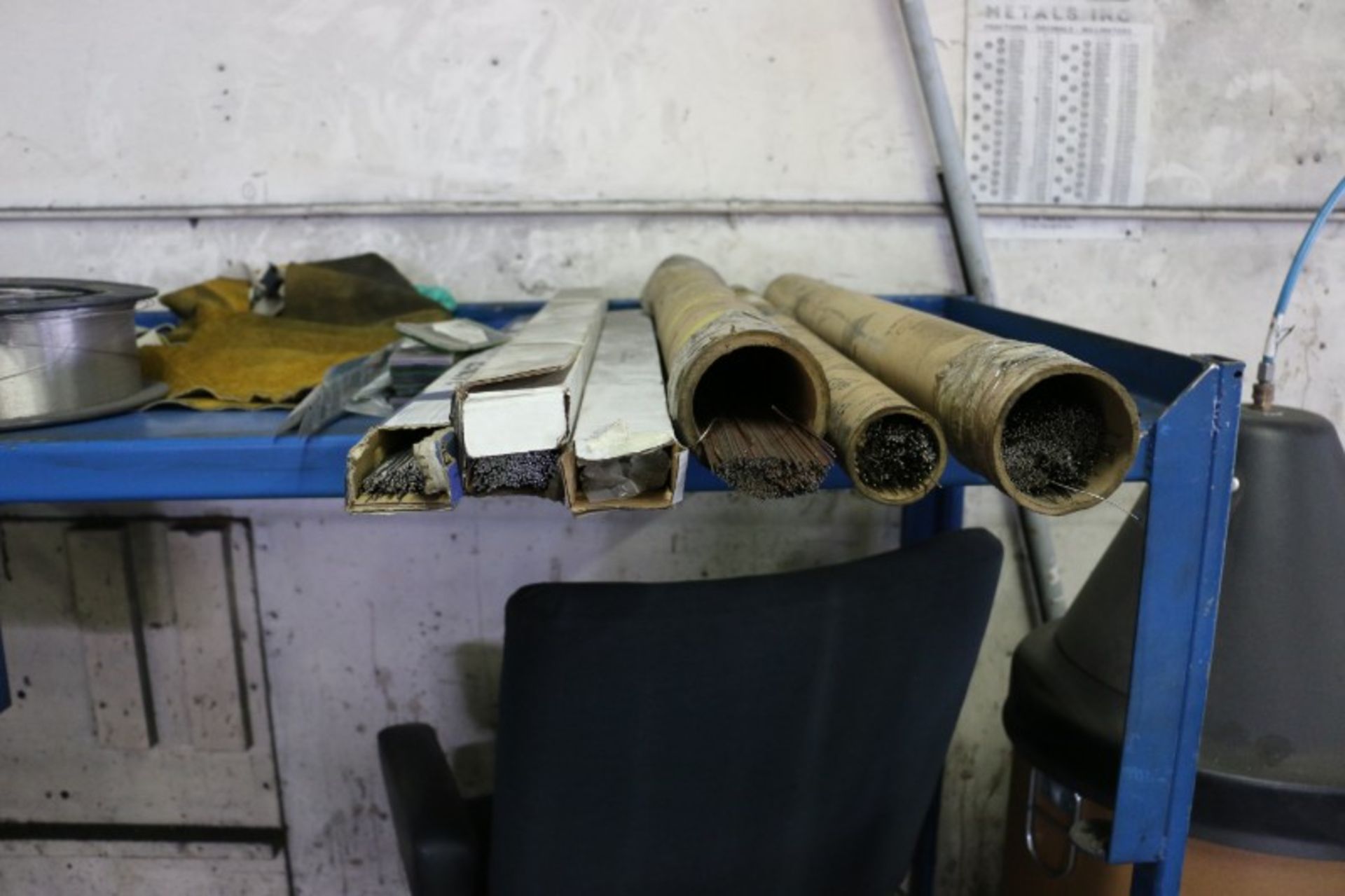 Work Bench with Assorted Welding Wire, Rods, and Microwave - Image 3 of 4