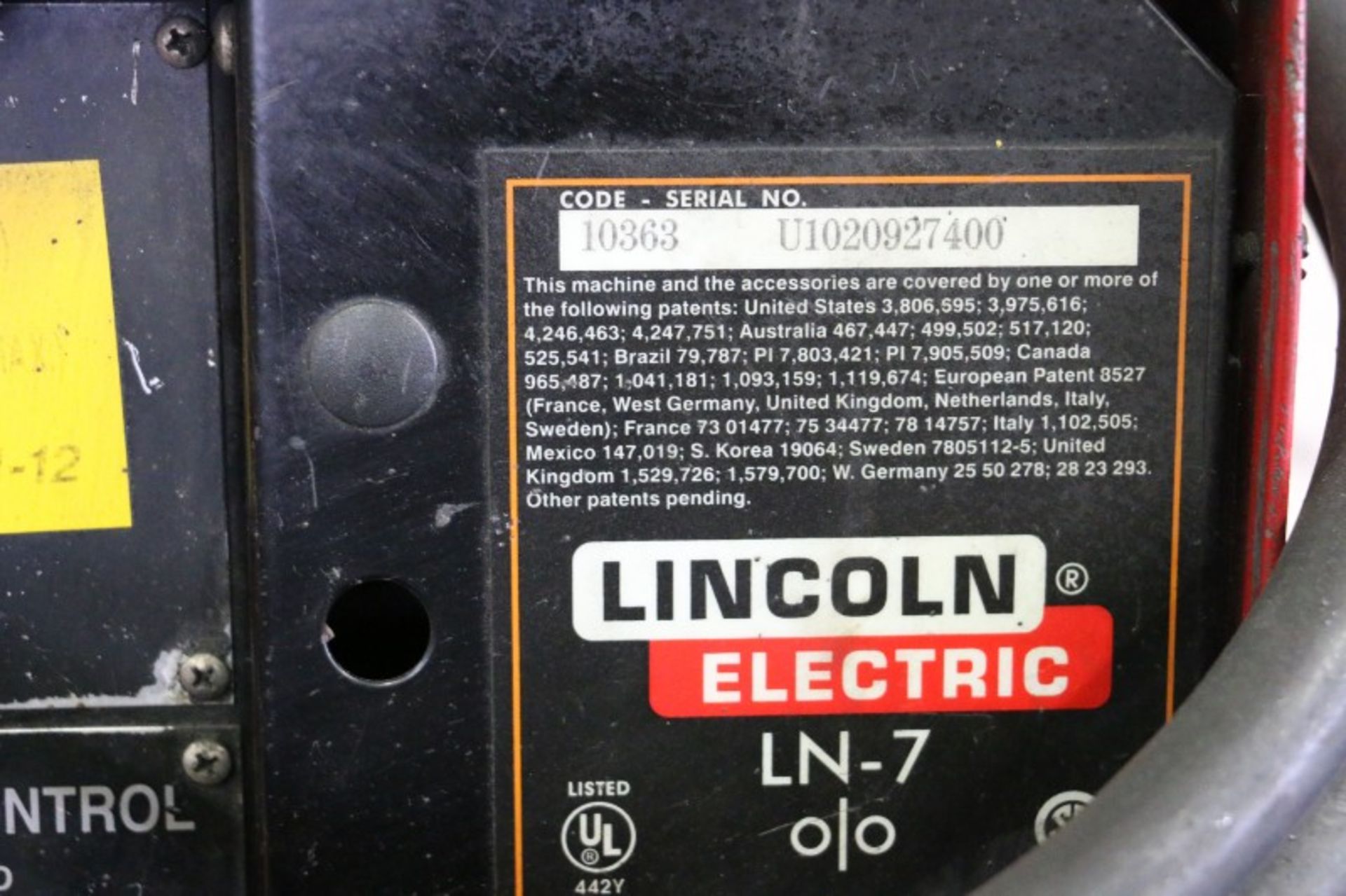 Lincoln Electric CV 300 Arc Welder S/N U1950908141 with Lincoln Electric LN-7 Wire Feeder S/N - Image 5 of 5