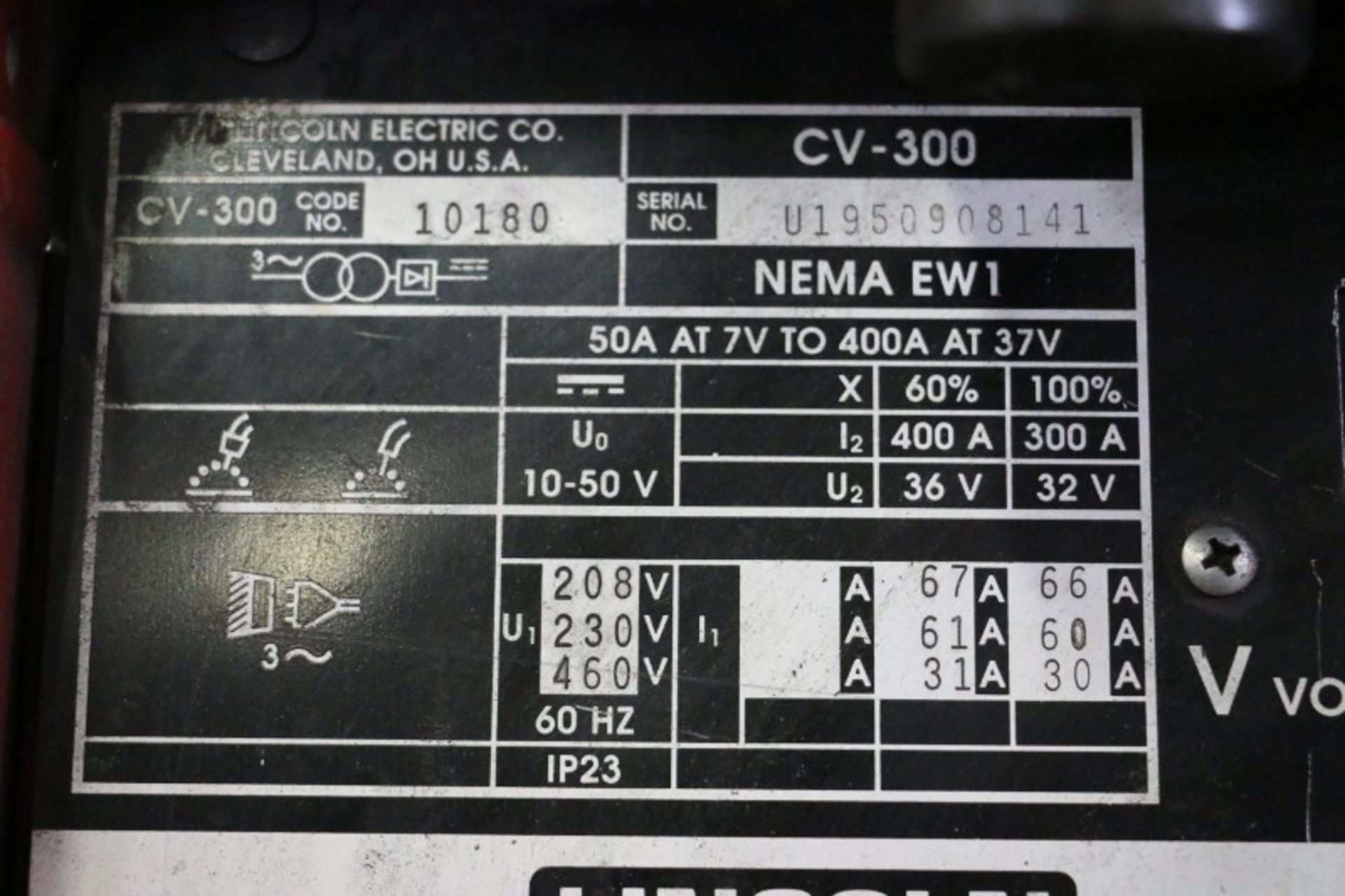 Lincoln Electric CV 300 Arc Welder S/N U1950908141 with Lincoln Electric LN-7 Wire Feeder S/N - Image 4 of 5