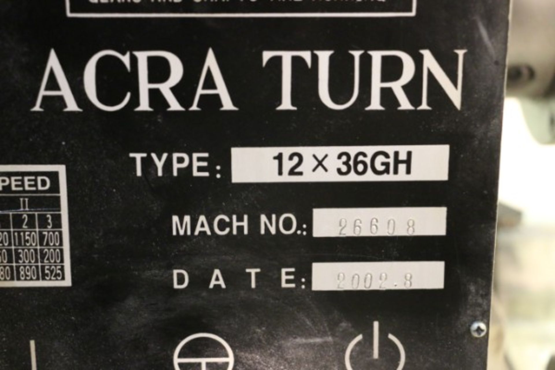 ACRA TURN 12” X 36” Tool Room Lathe, S/N 26608, New 2002 - Image 7 of 9