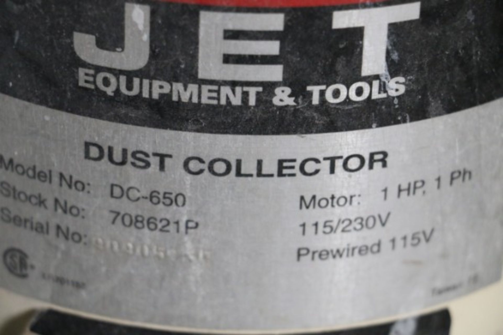 Jet DC-650 1HP Dust Collector, S/N 90905 - Image 3 of 3