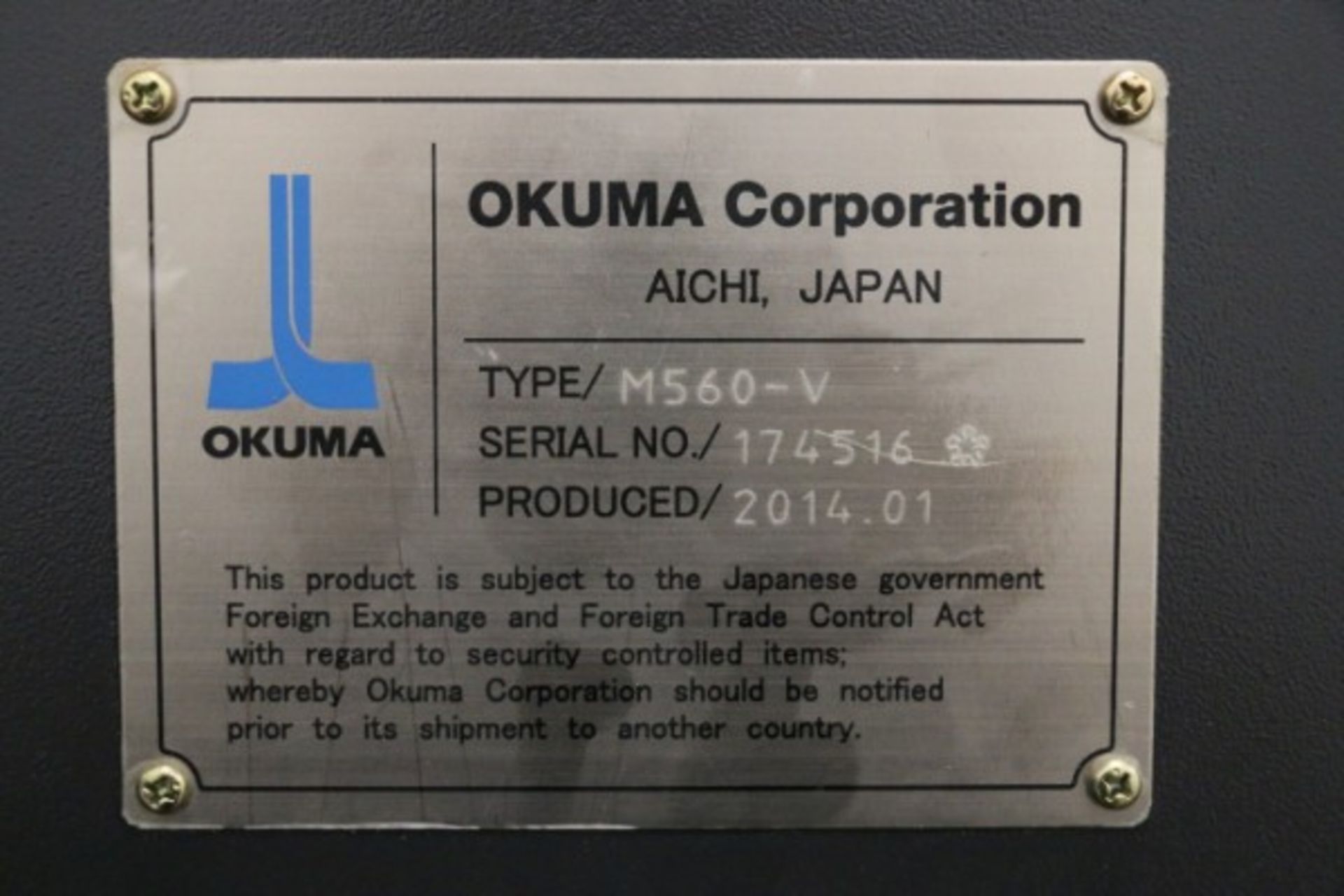 Okuma Genos M560-V, Okuma OSP-P300M Control, S/N 174516, 2038 Cutting Hours, New 2014 - Image 11 of 11