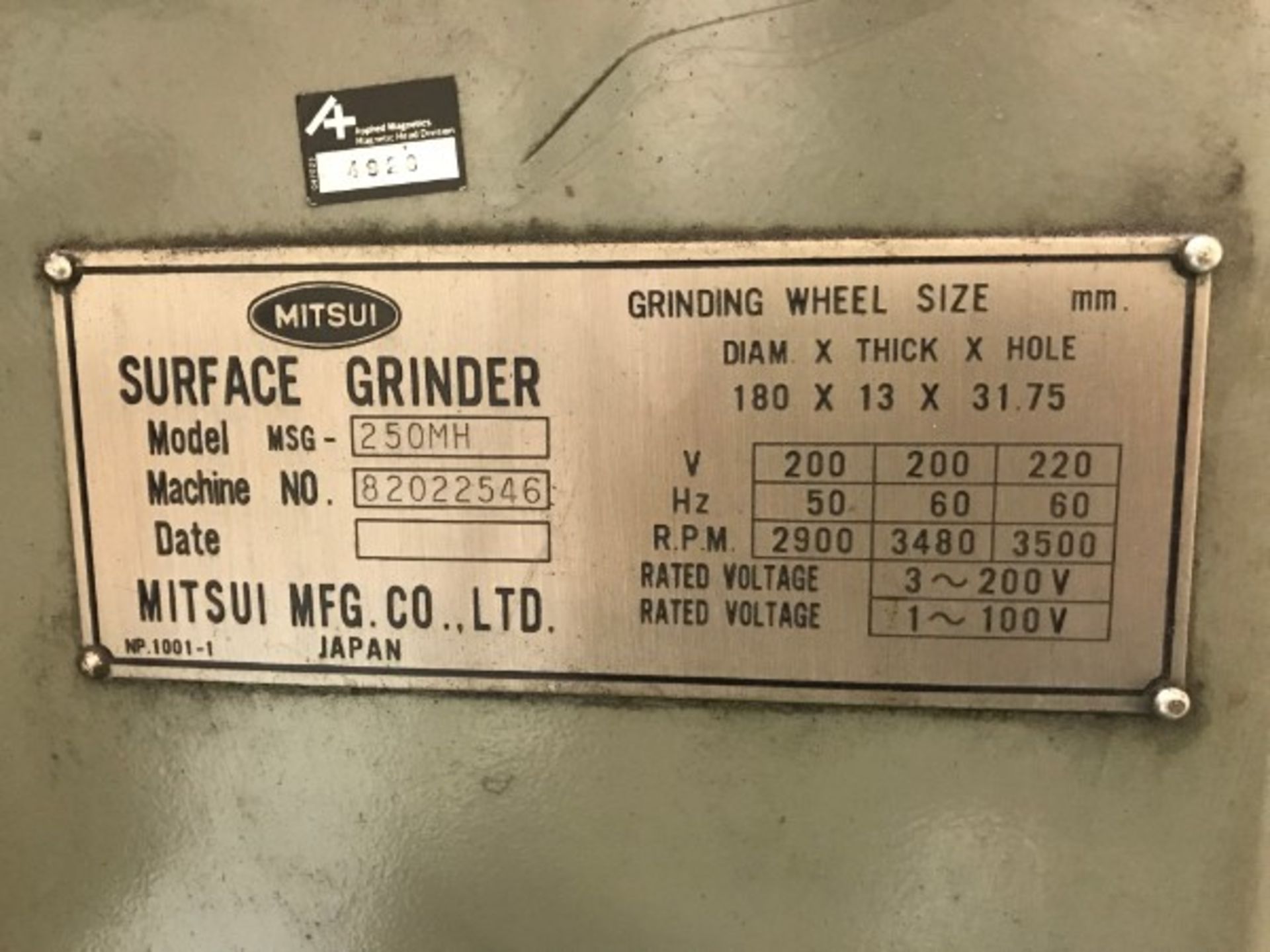 Mitsui 250MH Surface Grinder with Sony Magnescale LY-201A, S/N 82022546 (Located at 4925 Robert J - Image 10 of 10