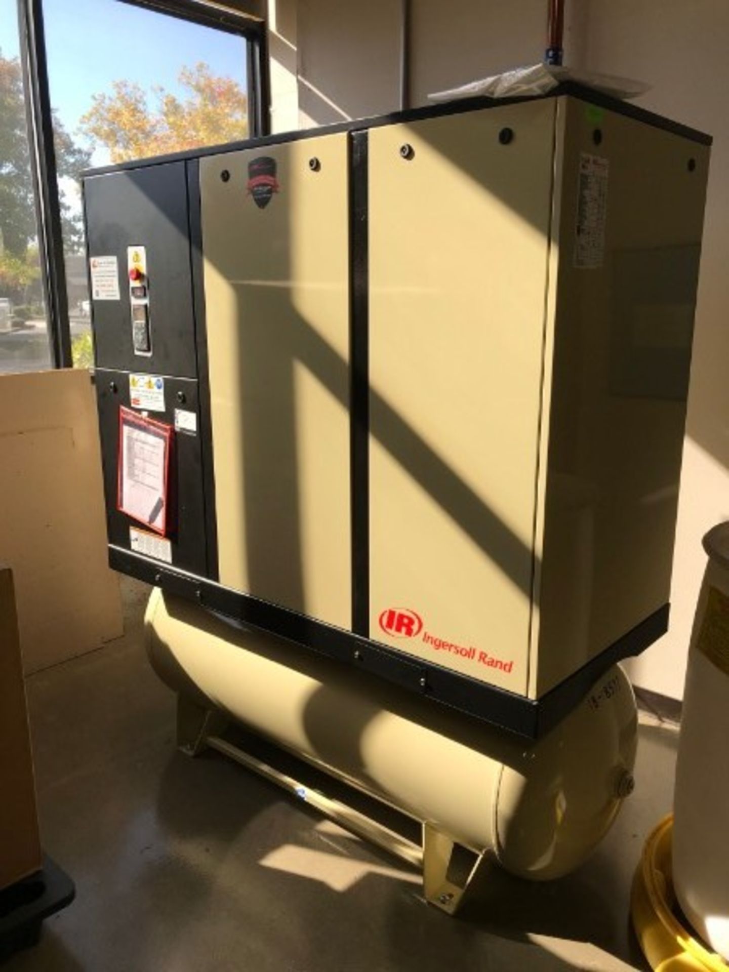 20 HP Ingersoll Rand IRN20H-TAS-HV Rotary Screw Air Compressor wit air dryer & tank, s/n CBV334501