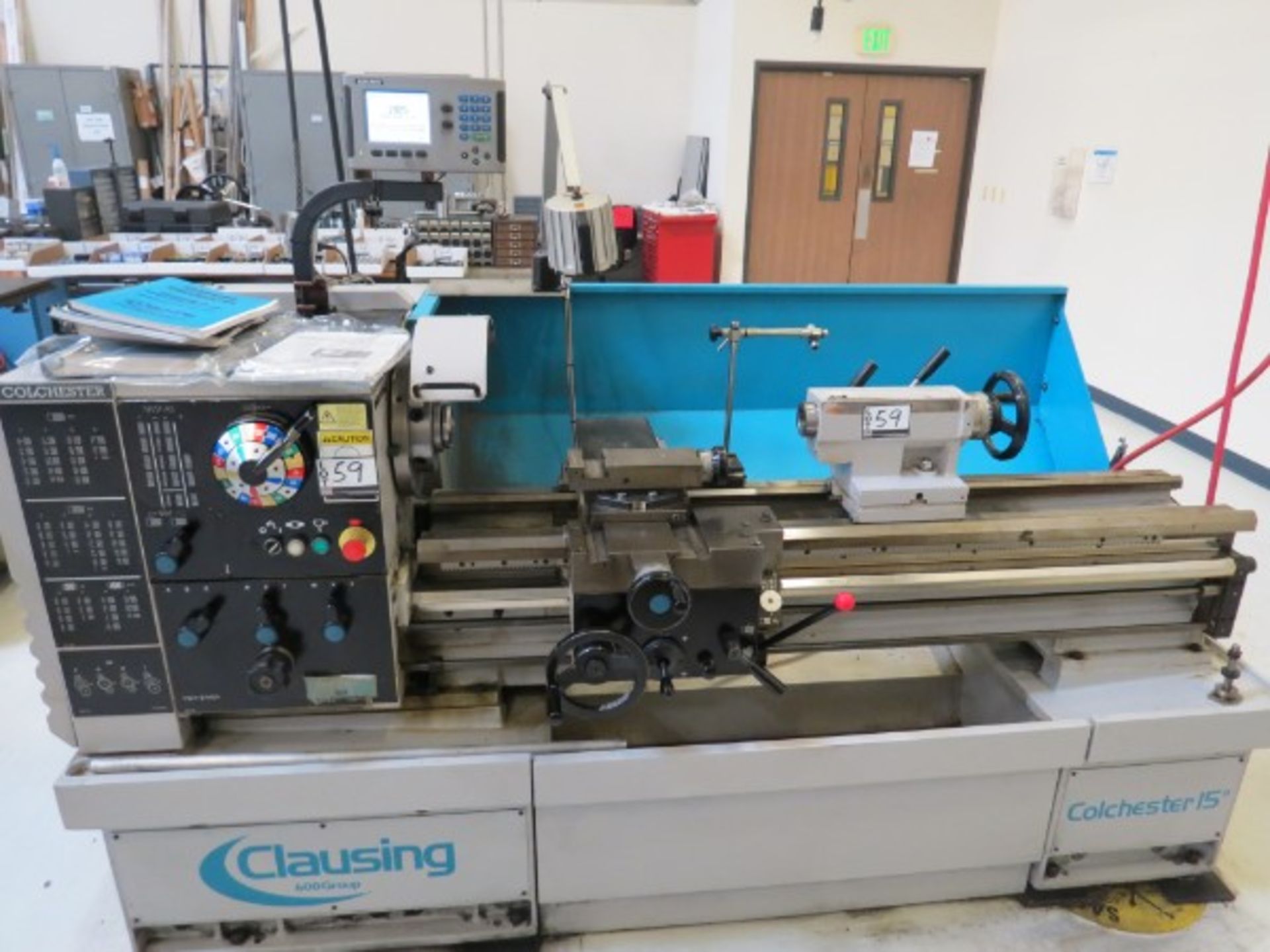 Clausing Colchester 15” Engine Lathe, 15” Sw x 50” centers, I/M threading, DRO, s/n GG0588, New 2005 - Image 4 of 6