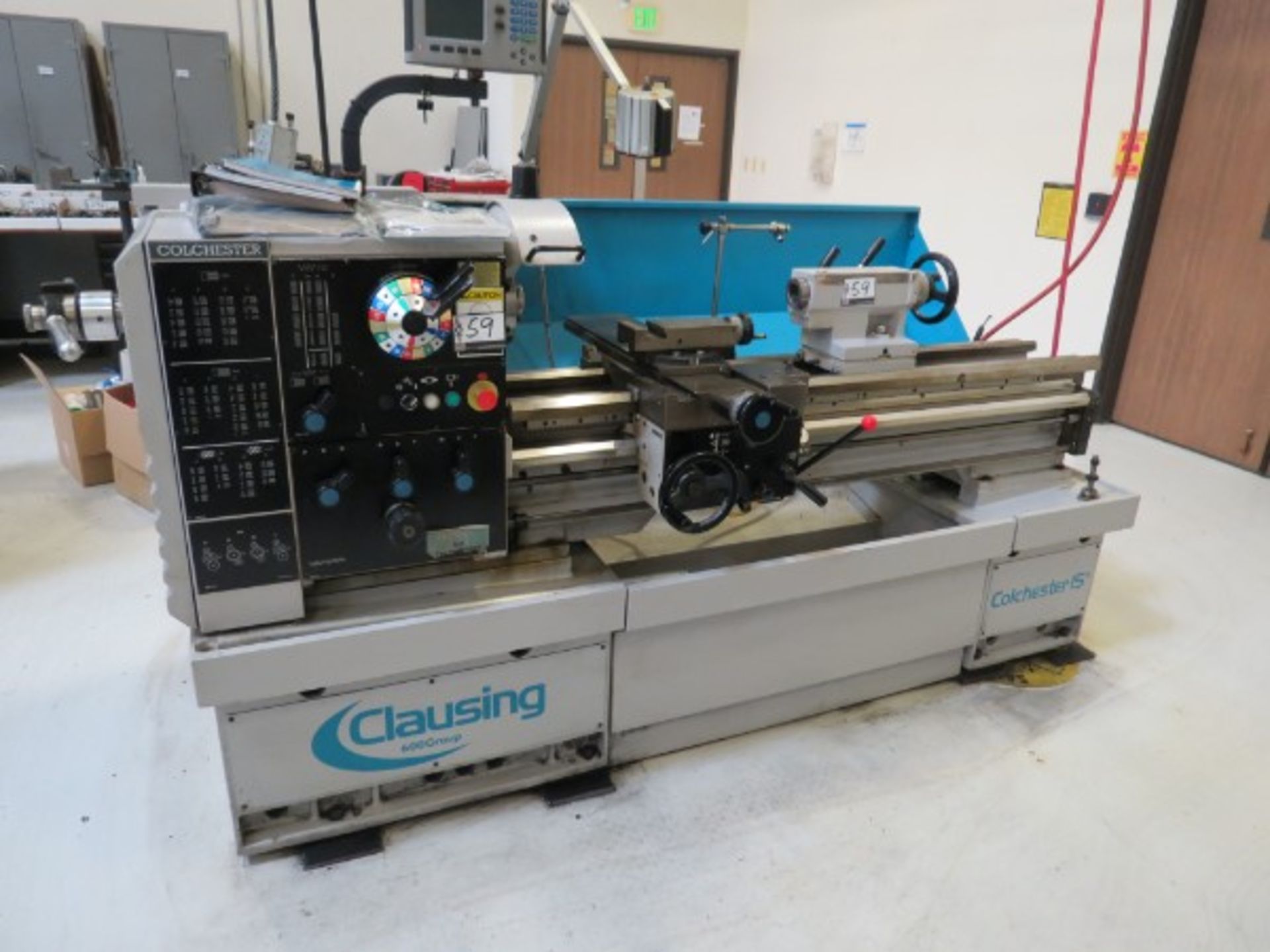 Clausing Colchester 15” Engine Lathe, 15” Sw x 50” centers, I/M threading, DRO, s/n GG0588, New 2005