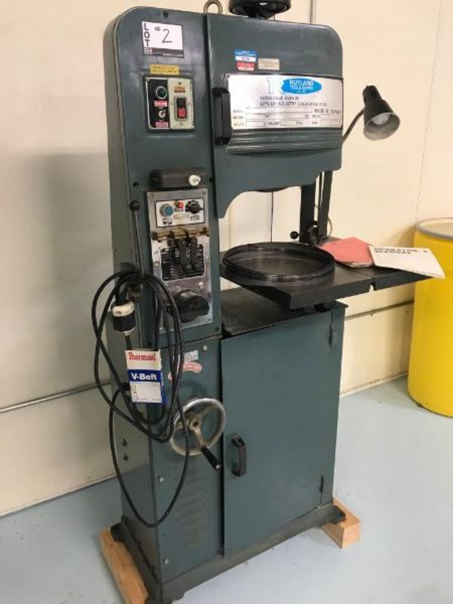 Rutland 26680360 Vertical Bandsaw, S/N 9436670, New 1991 (Located at 4925 Robert J Mathews Pkwy., El - Image 3 of 10