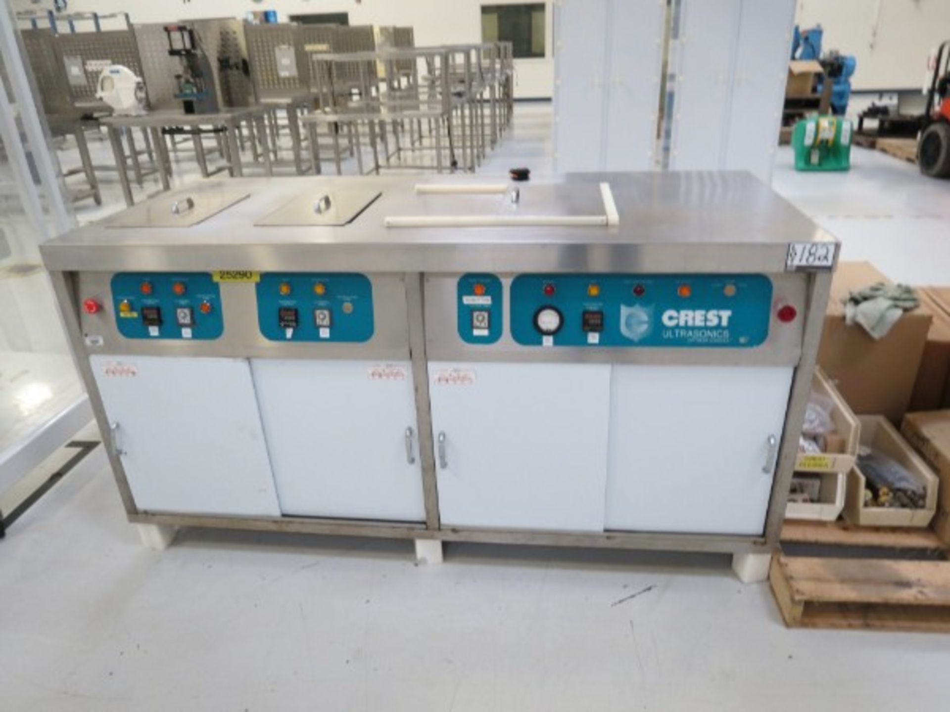 Crest Optimim C03-1014-HE Ultrasonic Cleaning console, heated wash & rinse stations, s/n 1293-T-1102