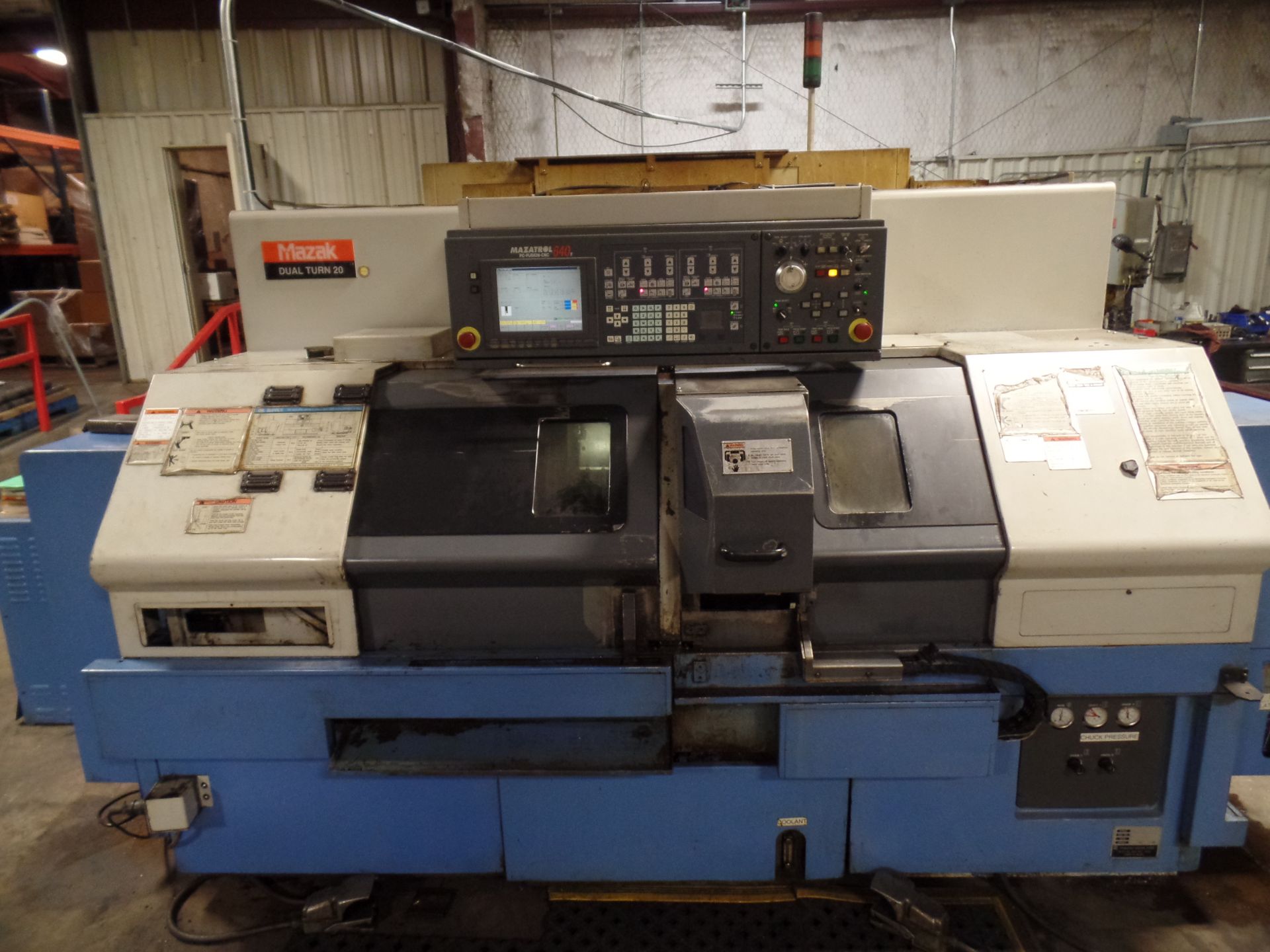 2002 Mazak Dual Turn 20 4 Axis Twin Spindle Twin Turret Opposed CNC Turning Center, rear discharge - Image 2 of 14