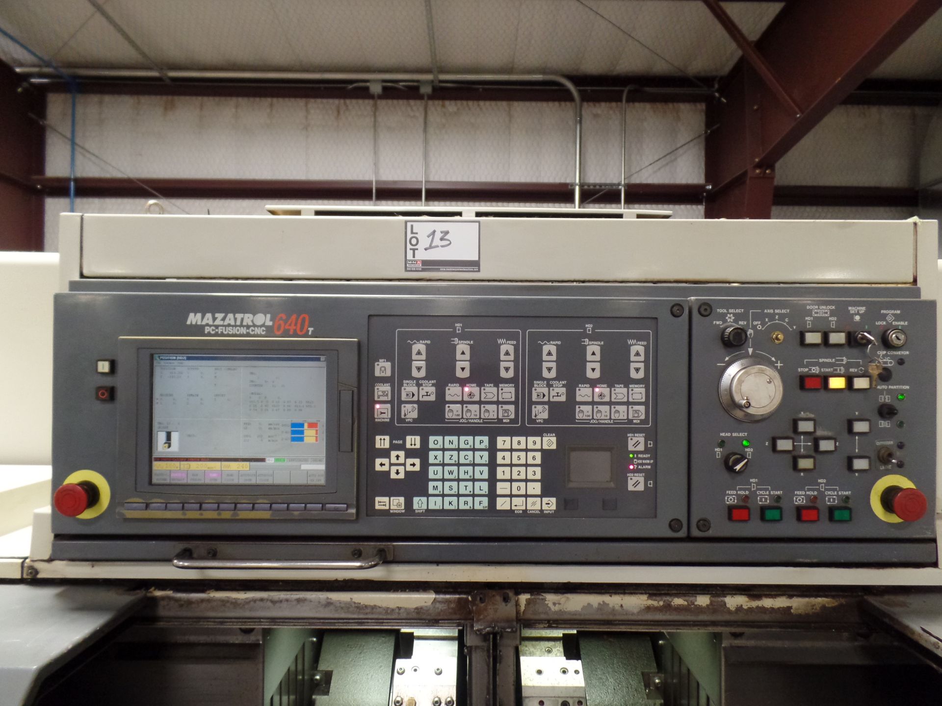 2004 Mazak Dual Turn 20 4 Axis Twin Spindle Twin Turret Opposed CNC Turning Center, rear discharge - Image 8 of 9