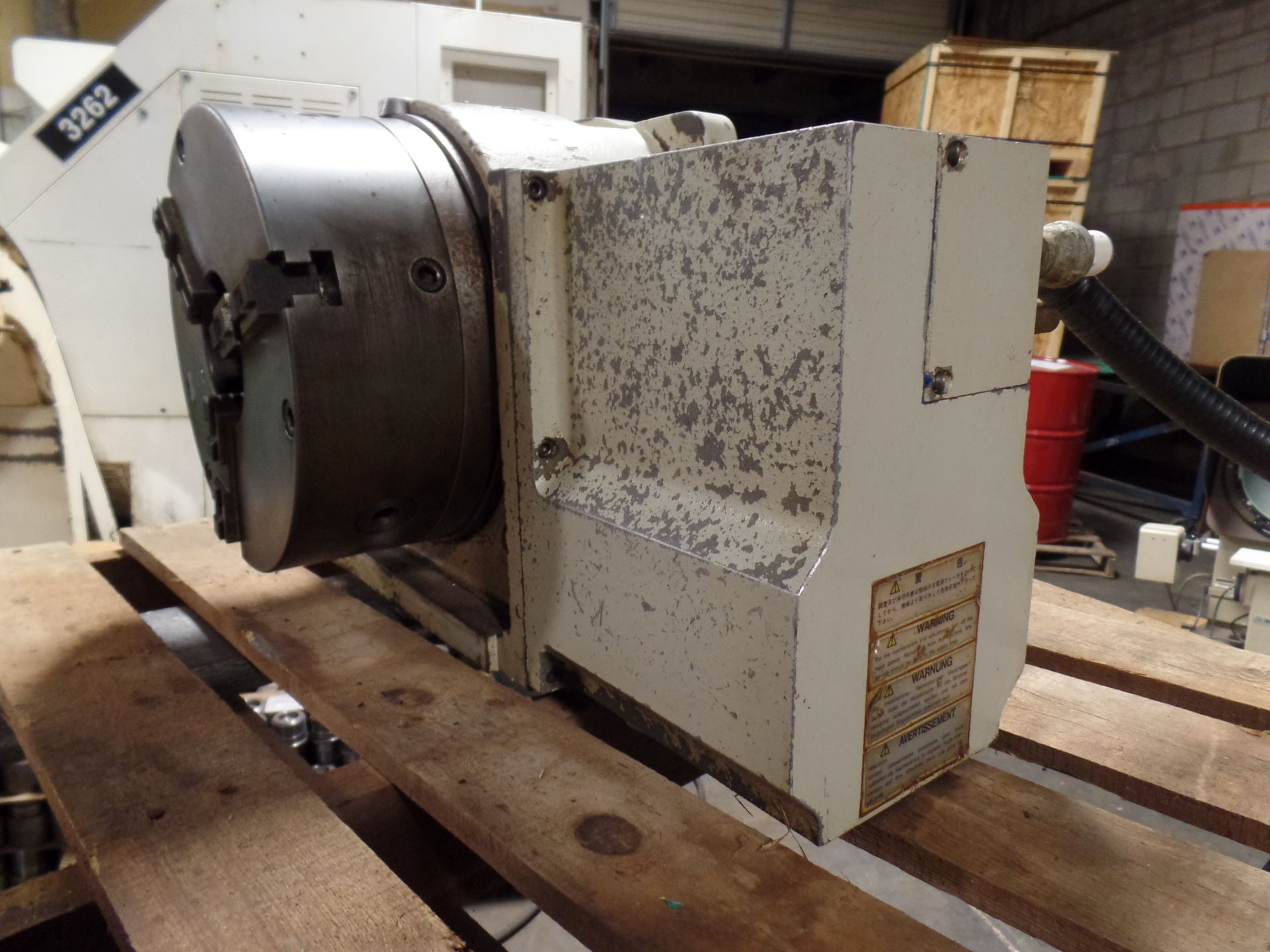 Yuasa 4th Axis Indexer w/ control box and steady rest, 11" 3 jaw chuck w/hard jaws, model UDX-28001 - Image 4 of 12