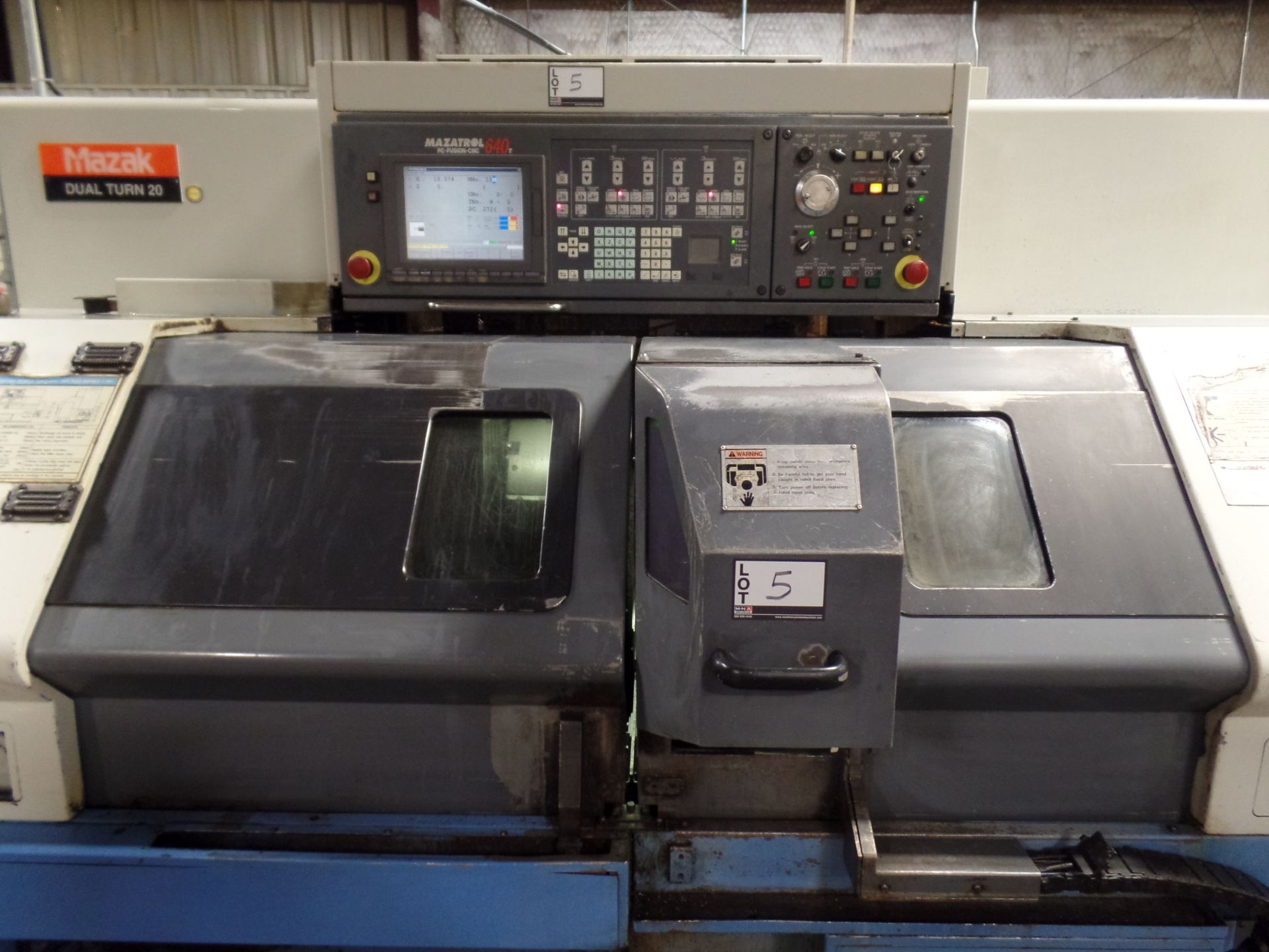 2002 Mazak Dual Turn 20 4 Axis Twin Spindle Twin Turret Opposed CNC Turning Center, rear discharge - Image 10 of 14