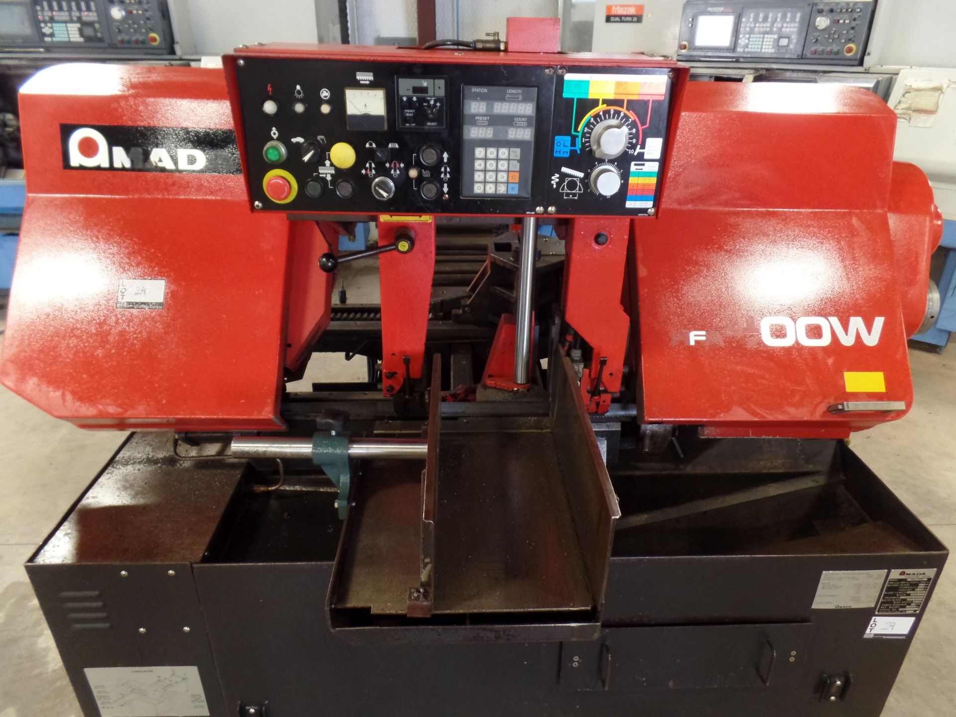 1995 Amada HFA 400W band saw, Automatic bar-feed, 16" round bar capacity, 1-1/2" wide blade SN: - Image 2 of 7