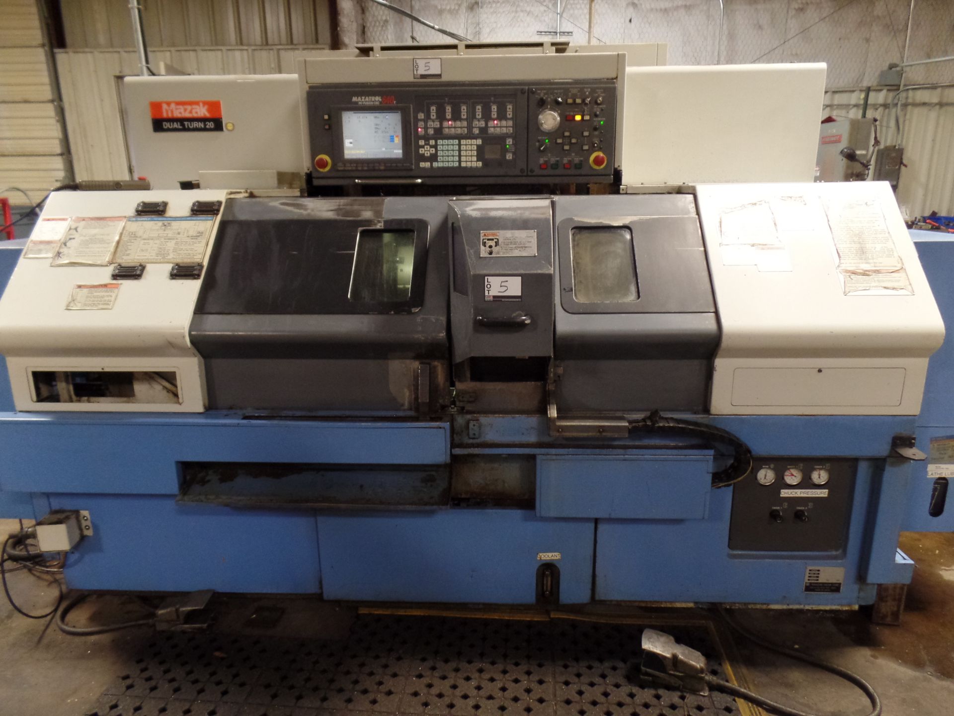 2002 Mazak Dual Turn 20 4 Axis Twin Spindle Twin Turret Opposed CNC Turning Center, rear discharge