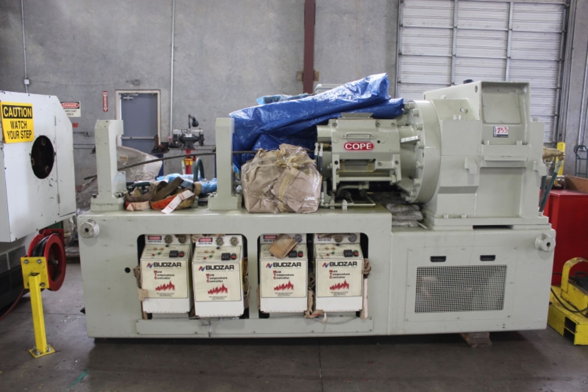 Cope EPT-120/16 Extruder, 4.7” diam., PLC Allen Bradley control, 16:1 L/D, 8000 kg, 1:40.2