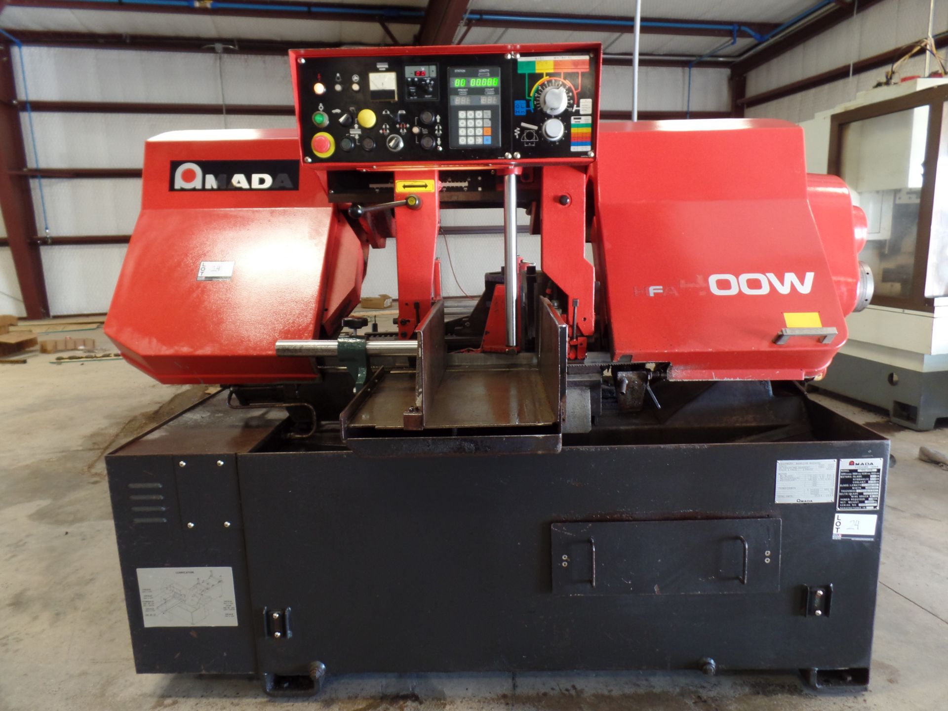 1995 Amada HFA 400W band saw, Automatic bar-feed, 16" round bar capacity, 1-1/2" wide blade SN: