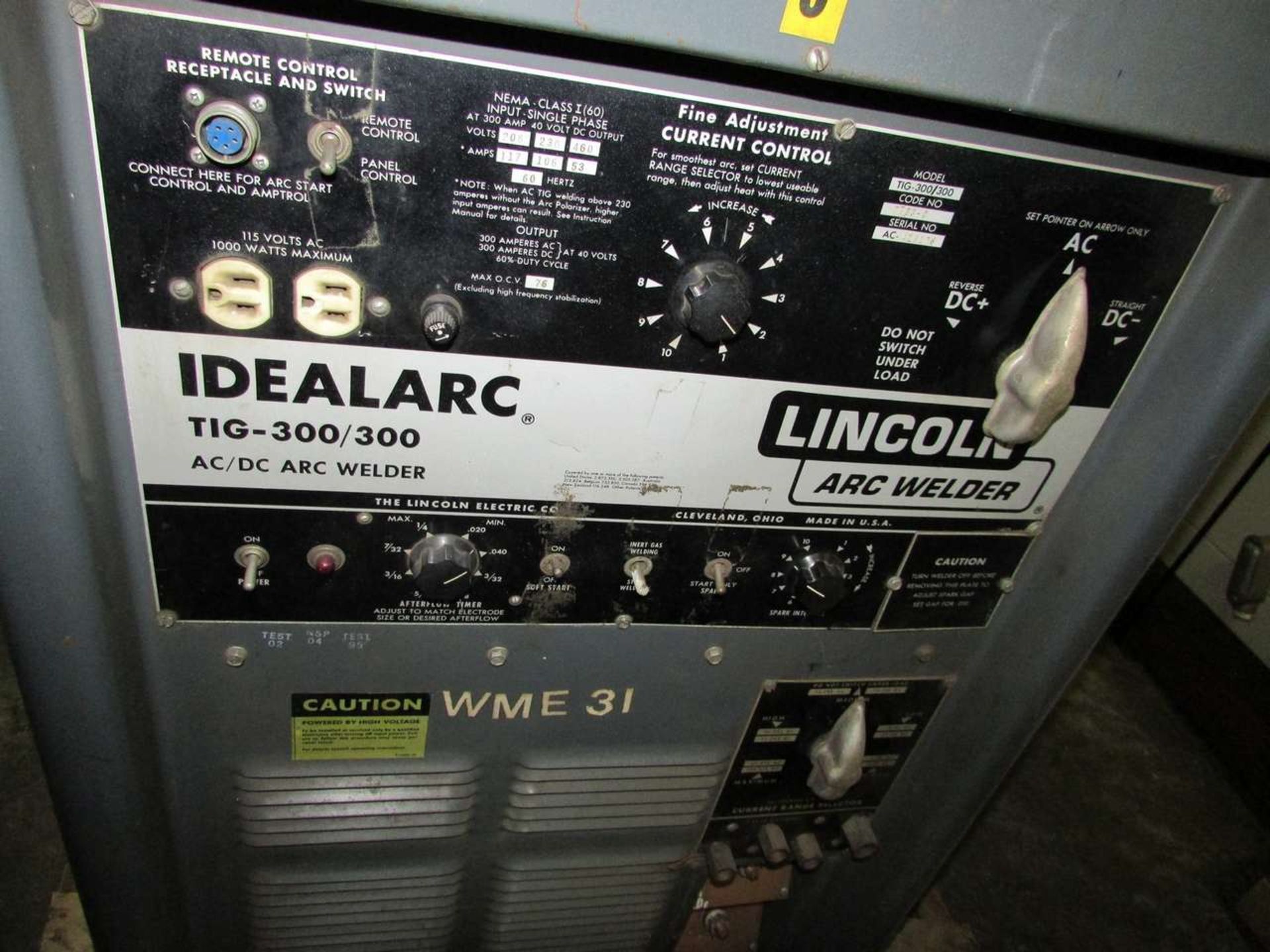 Lincoln IdealArc TIG-300/300 AC/DC Arc Welder - Image 2 of 2