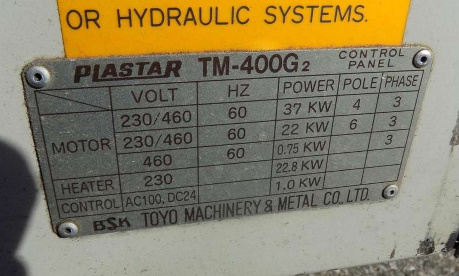 Toyo Plastar TM-400G2H30 Plastic Injection Molding Machine - Image 5 of 7