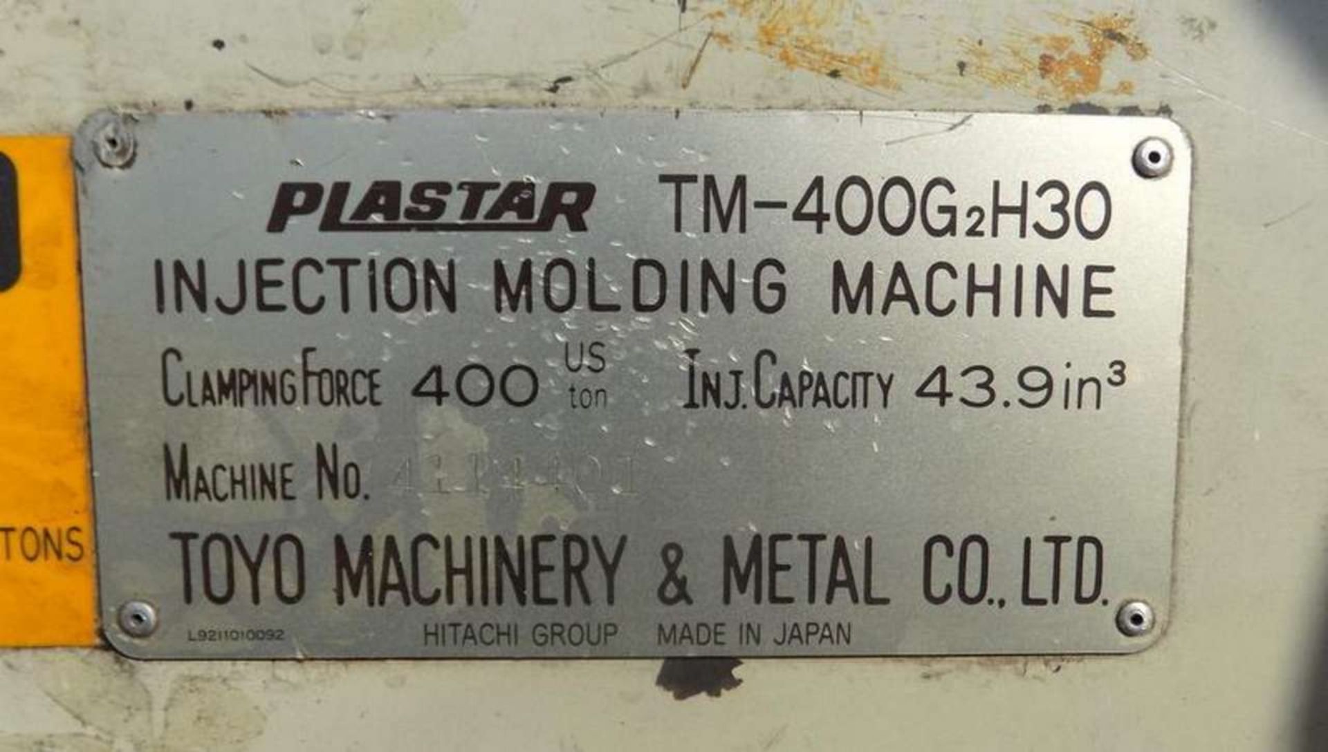 Toyo Plastar TM-400G2H30 Plastic Injection Molding Machine - Image 6 of 7