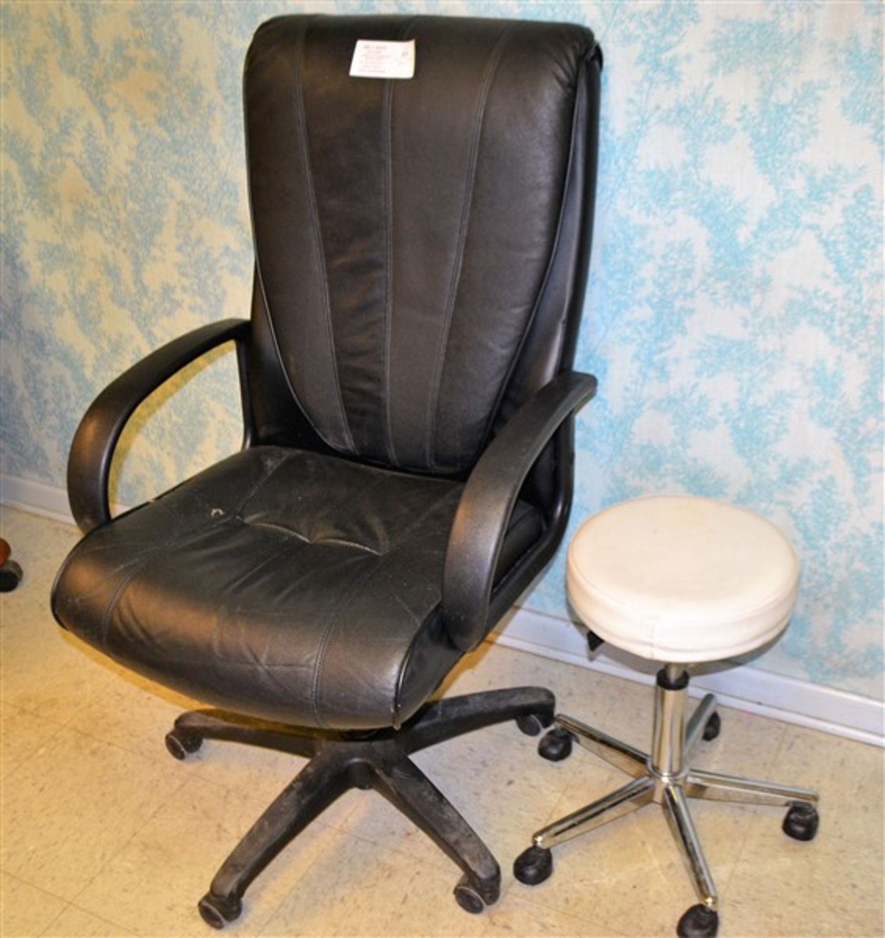 Black Office Chair & Small Stool