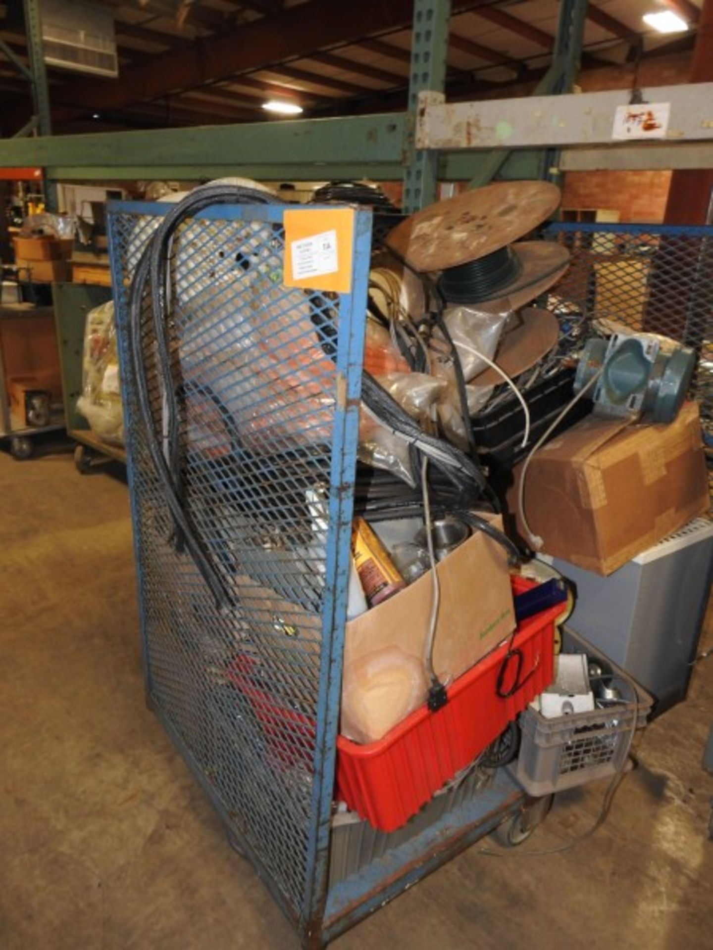 ROLLING CAGE CART AND CONTENTS