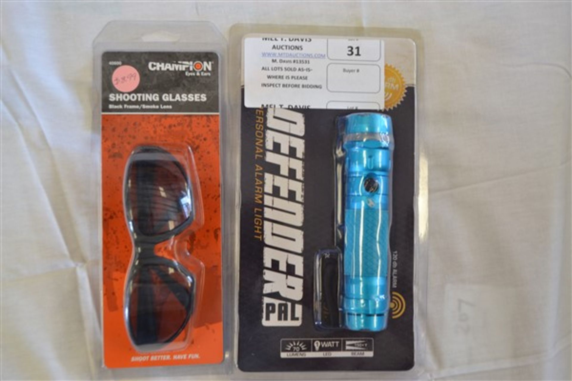 Defender Flashlight & Chanmpions Shooting Safety Glasses