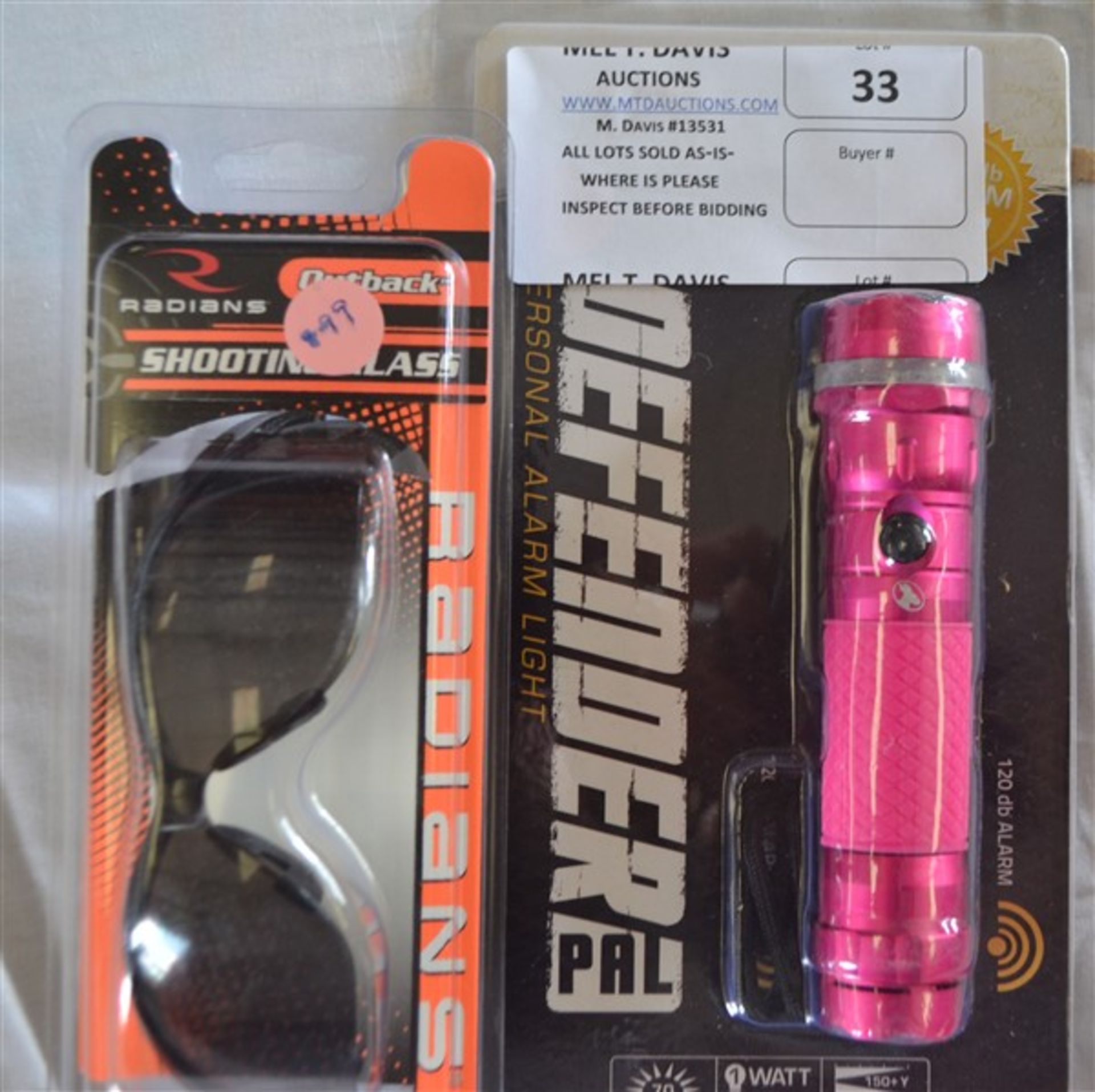 Defender Flashlight & Radians Shooting Safety Glasses