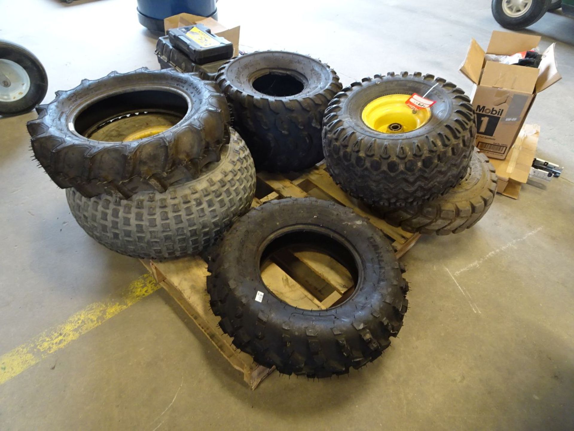 (6) ASSORTED TIRES, SOME WITH RIMS (LOCATION: SHOP)