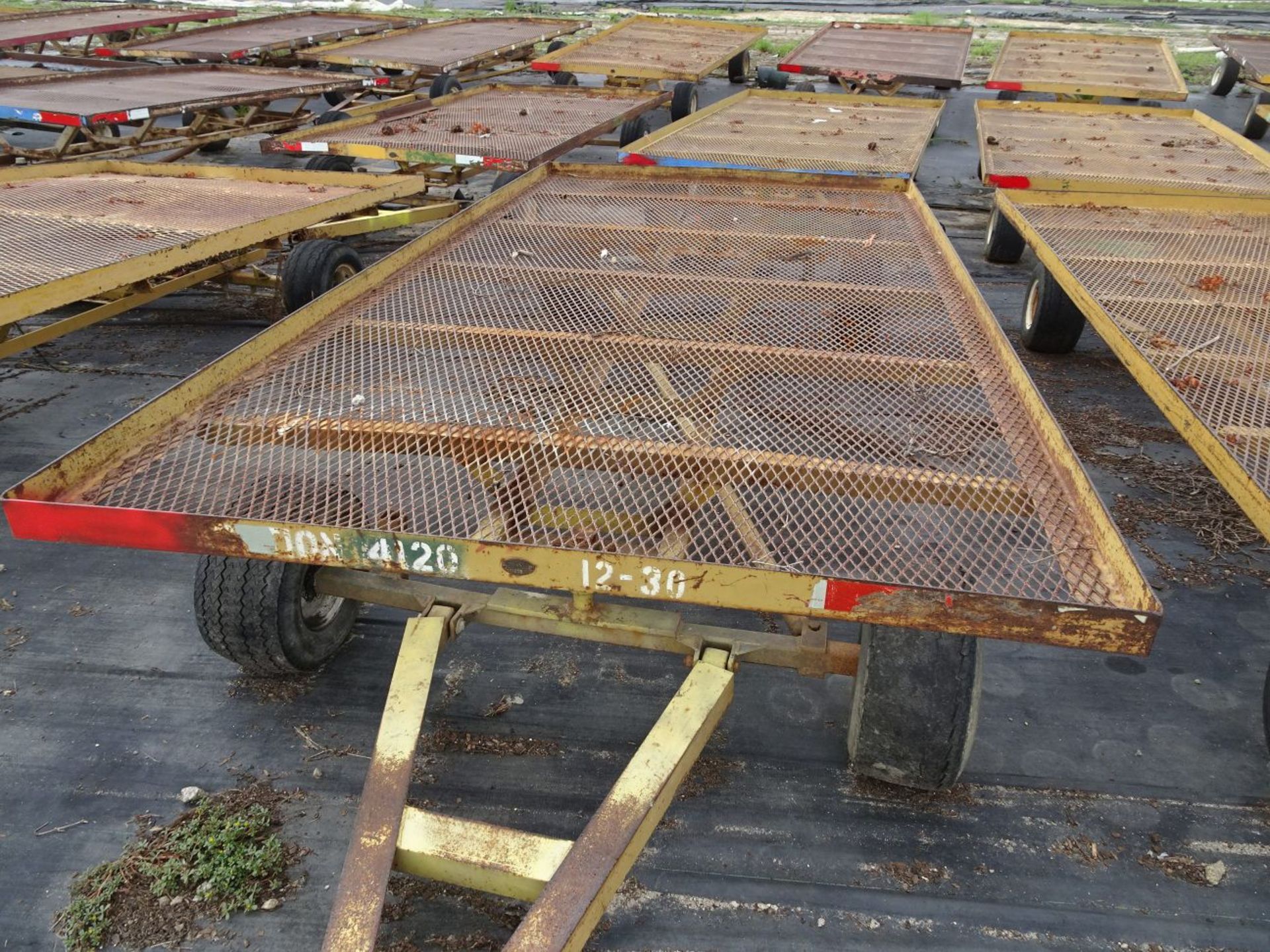 (6) SELF TRACKING TRAILERS, EACH IS PIN STYLE HITCH, EACH TRAILER BED IS 12' LONG x 6' WIDE (FOR - Image 3 of 3