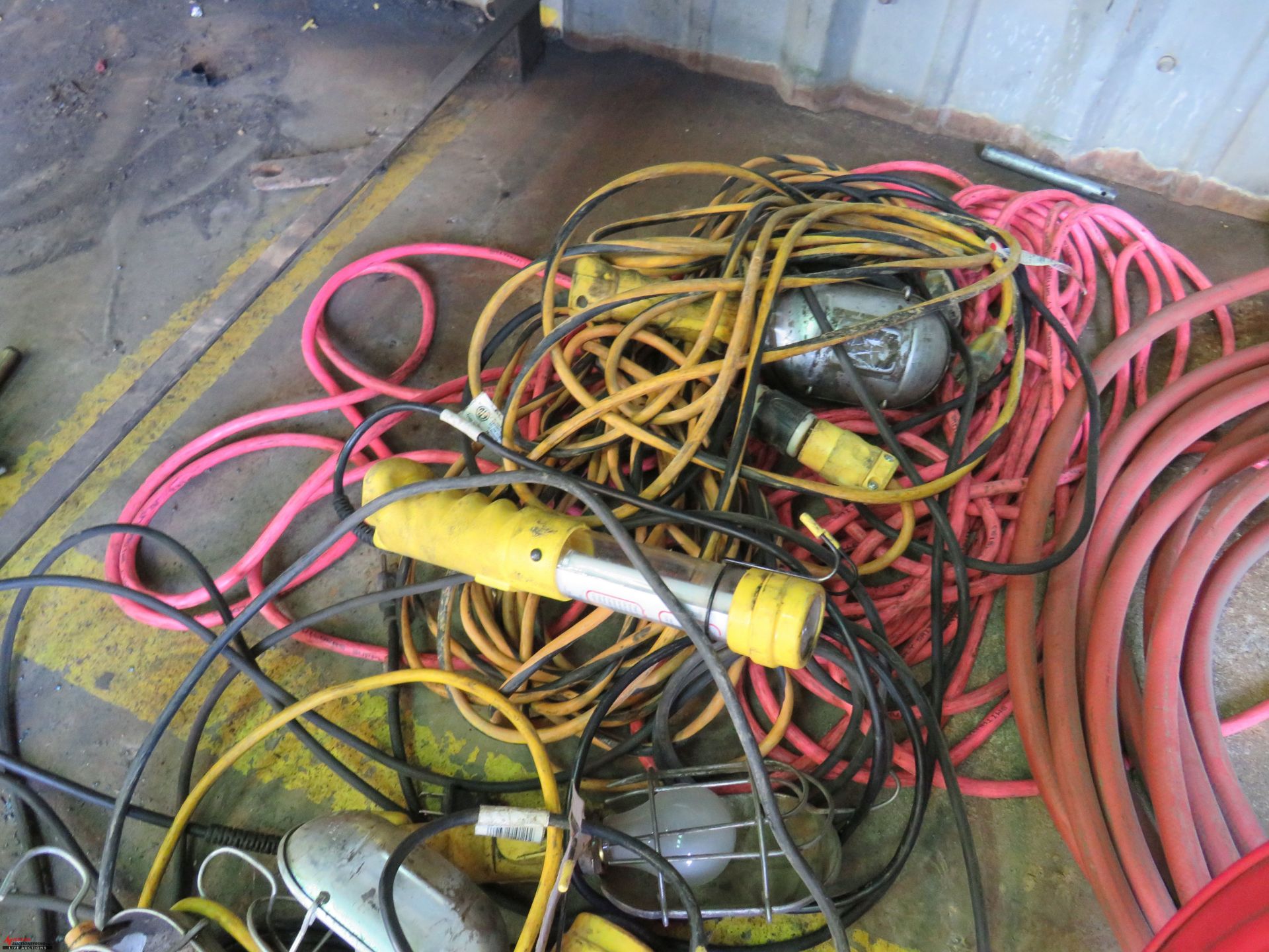 ASSORTED EXTENSION CORDS, AIR HOSES, DROP LIGHTS - Image 2 of 5